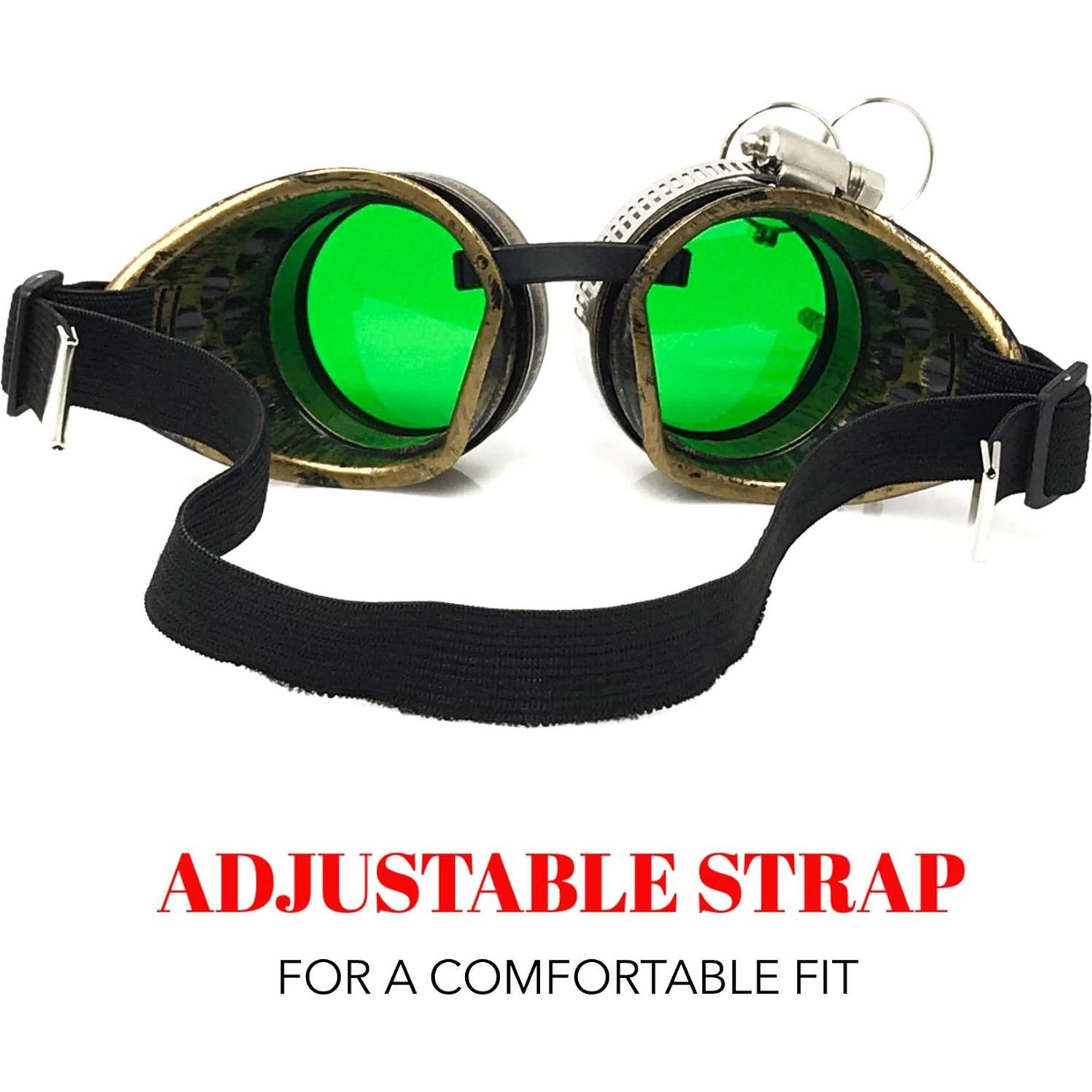 Gafas Steampunk Victoriano Rave Oro Vintage con Lupas