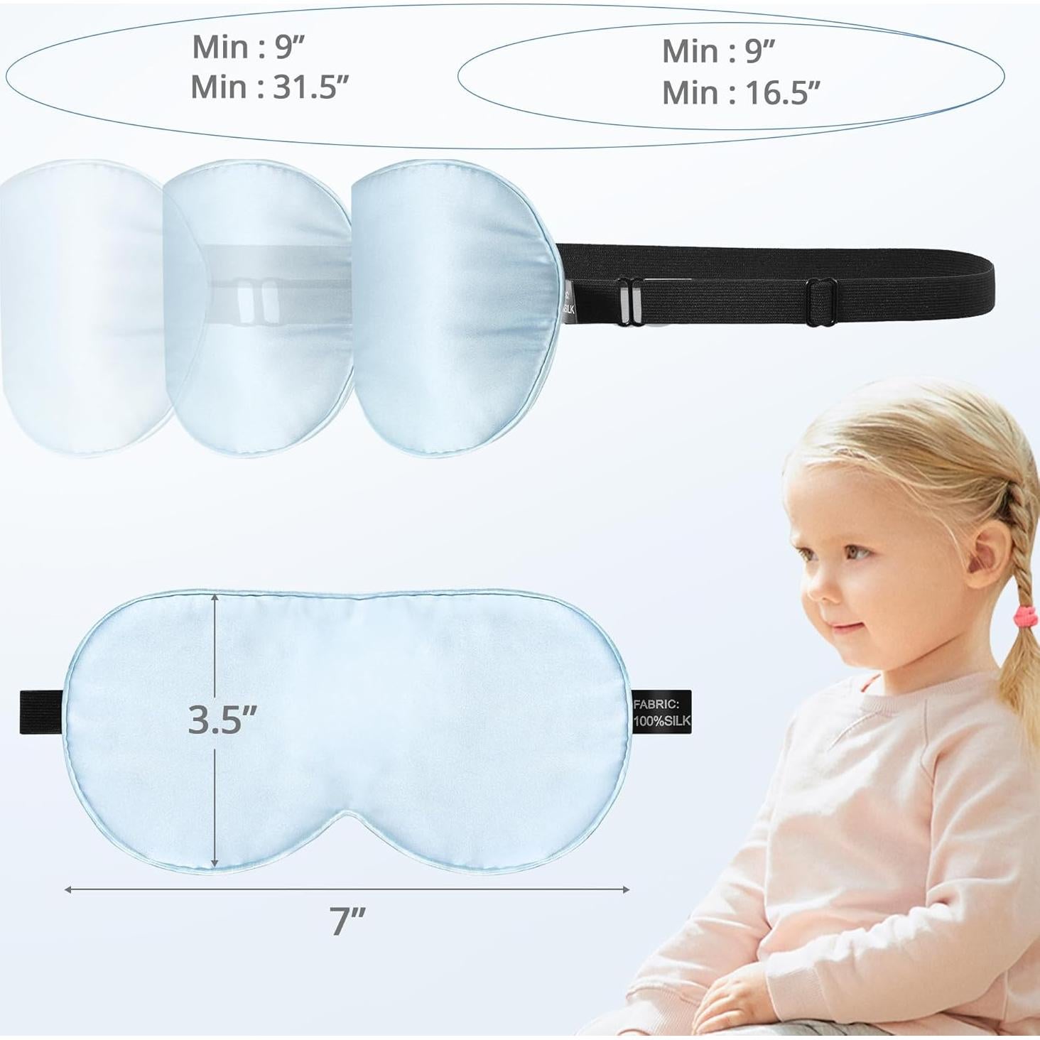 Máscara de Sueño para Niños Pyopbow Seda Natural Azul