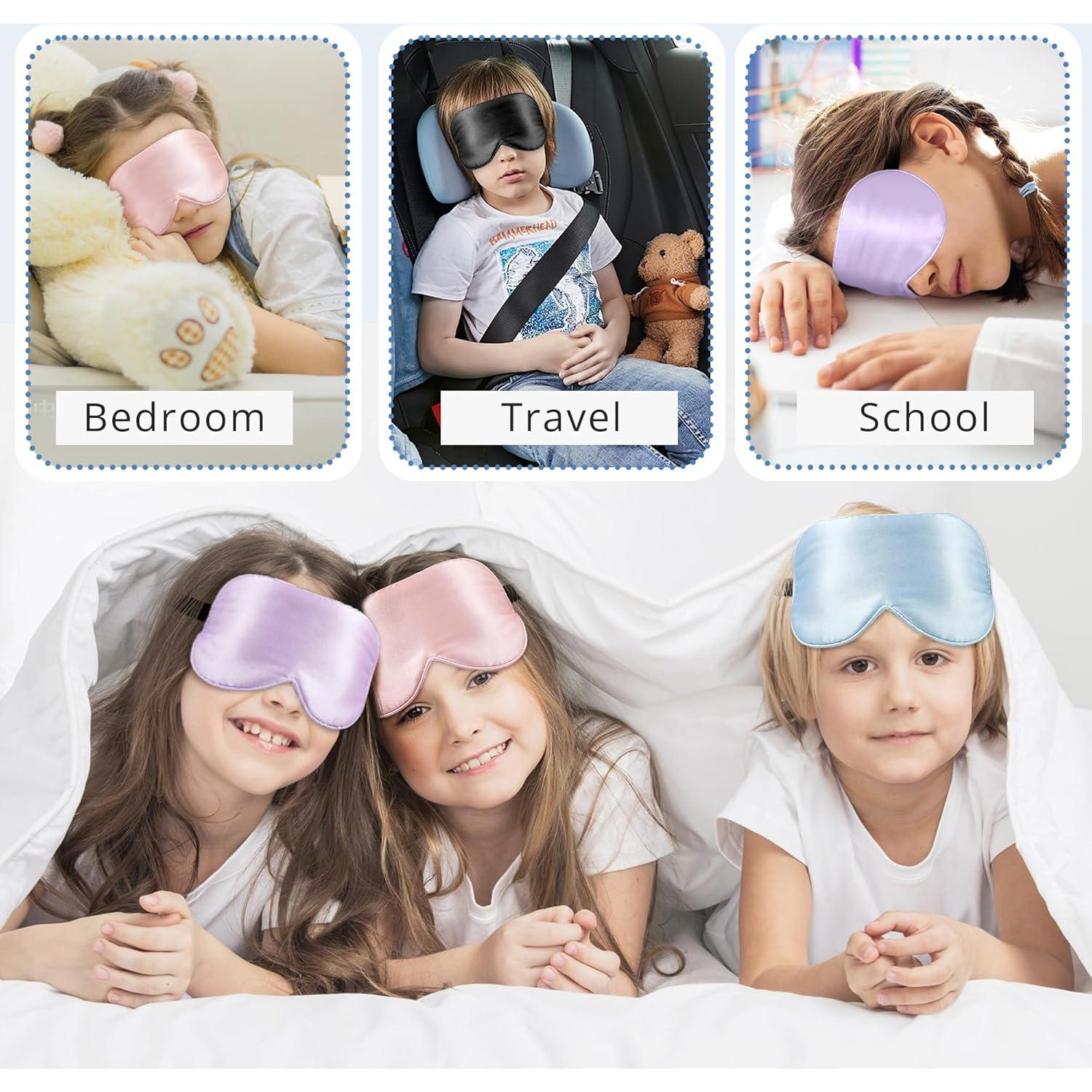 Máscara de Sueño para Niños Pyopbow Seda Natural Azul