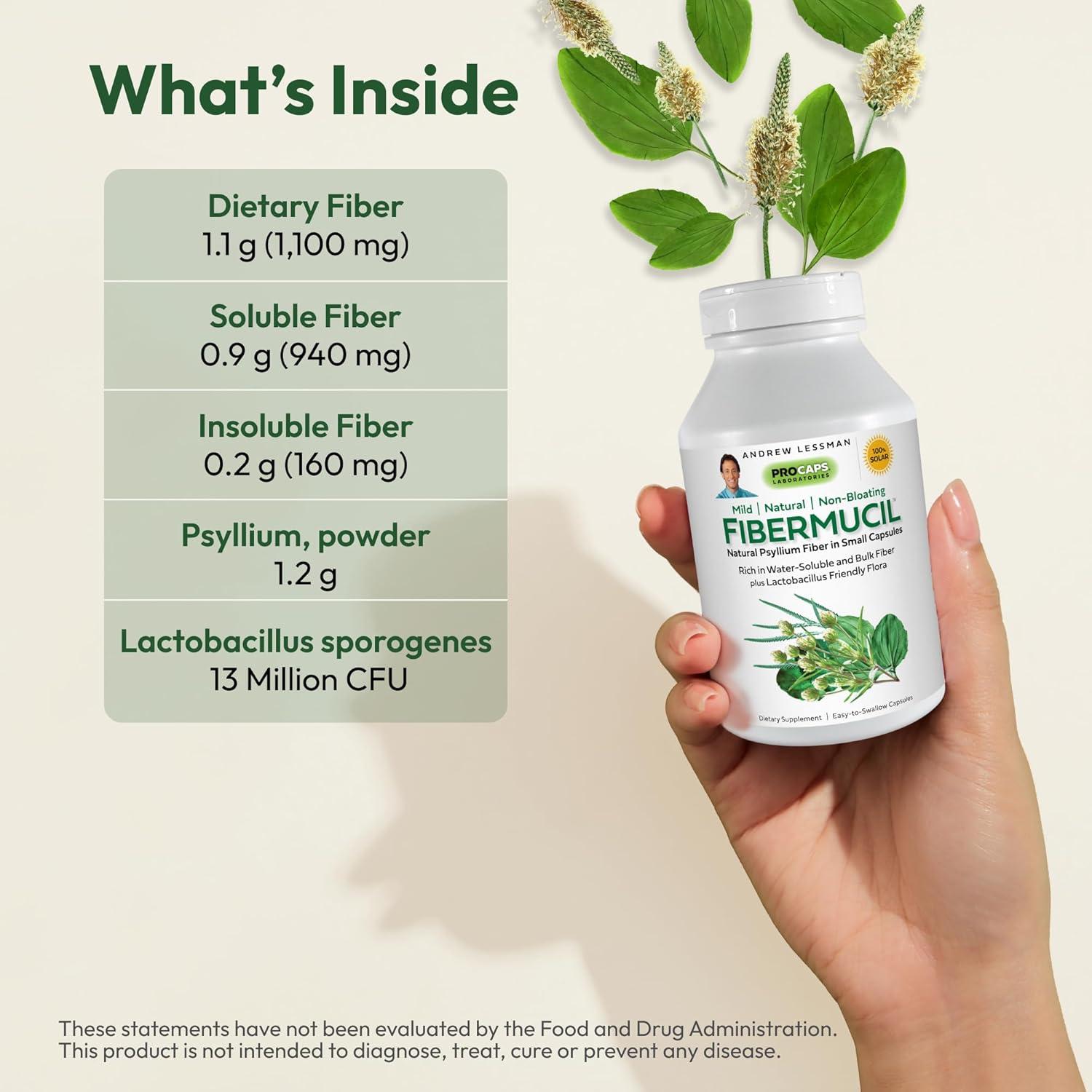 Fibermucil Andrew Lessman 180 Cápsulas de Psyllium - Salud Digestiva