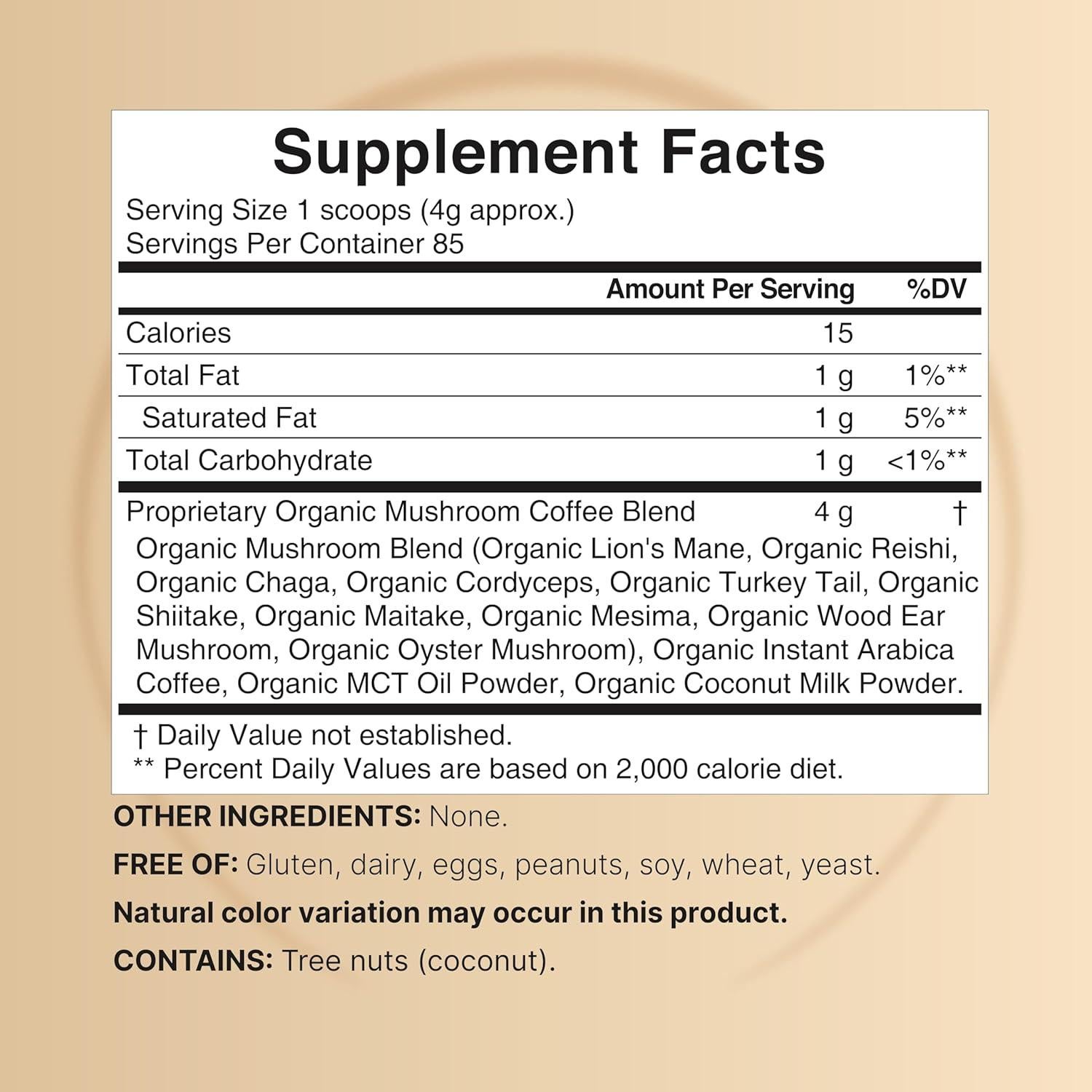 Café de Champiñones Orgánico NatureBell 340g con Aceite MCT