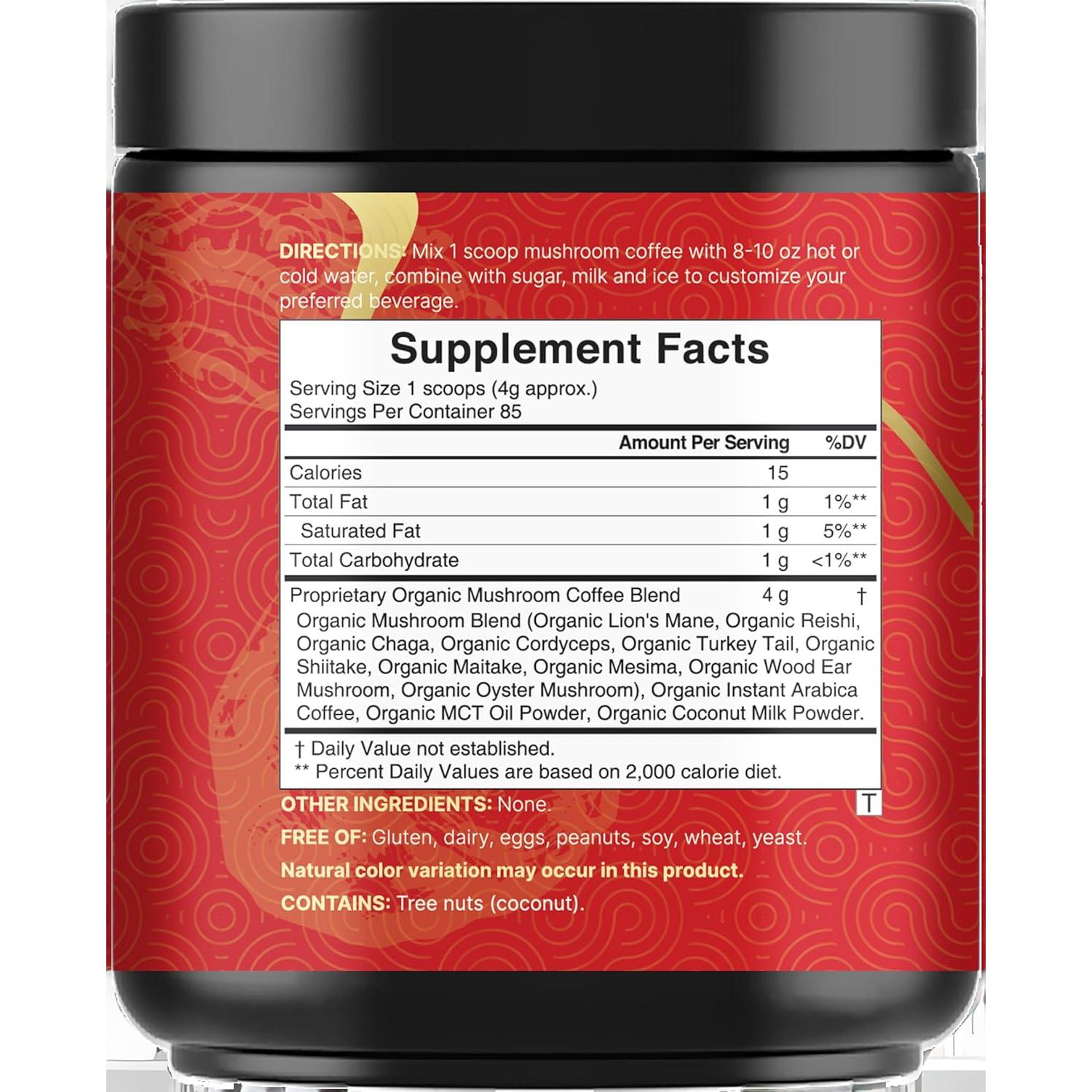 Café de Champiñones Orgánico NatureBell 340g con Aceite MCT