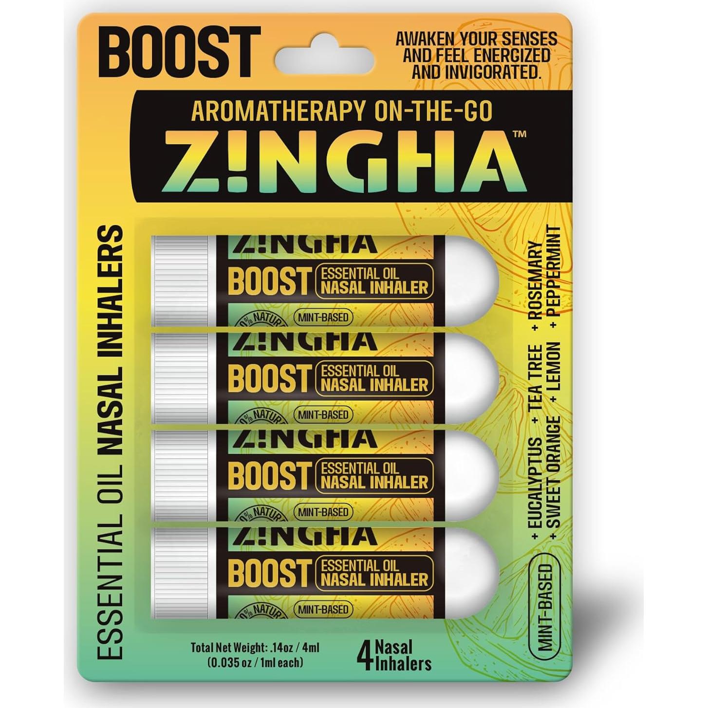 Bastón Nasal de Aromaterapia Z!NGHA 4pk Aumentar Enfoque