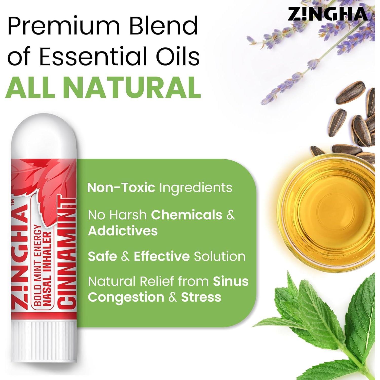 Bastón Nasal de Aromaterapia Z!NGHA 4pk Aumentar Enfoque