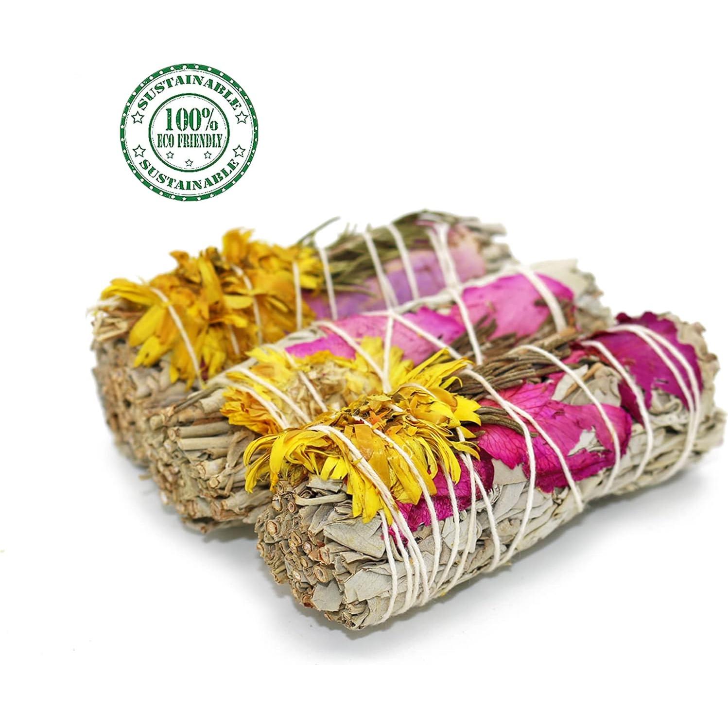 Palos de Ahumado Salvia Blanca Floral Ancientveda 10 cm - 3 Paquetes