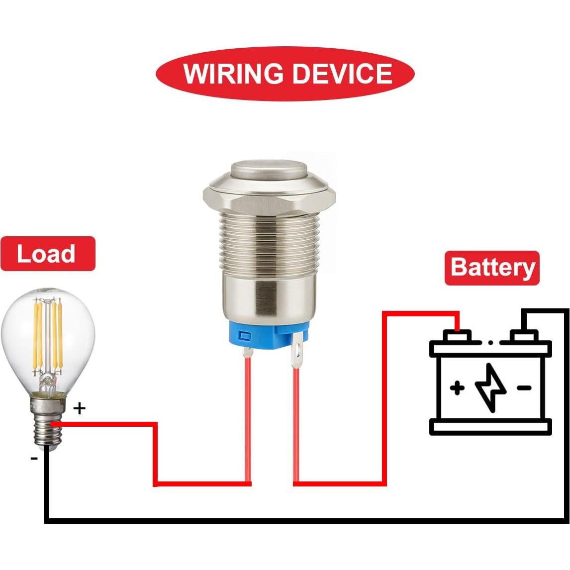 4 Interruptores de Botón Pulsador Metálico 12mm IP65 Gebildet