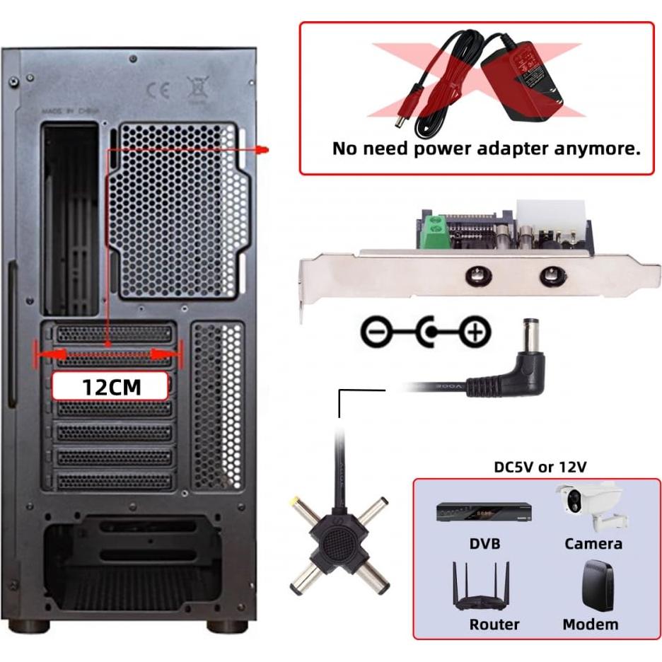 Sistema de Control de Energía 12V 5V CY con Tarjeta PCI-E