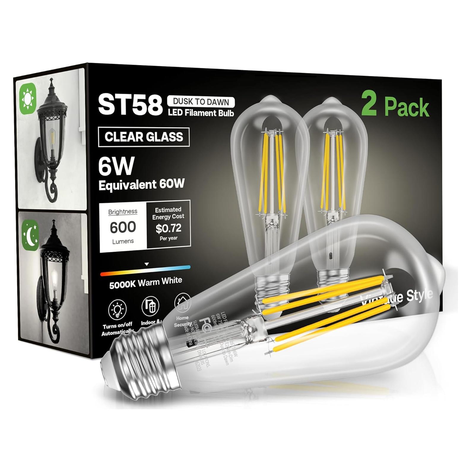 Bombillas LED Eastiya Crepúsculo a Amanecer 6W 600LM E26