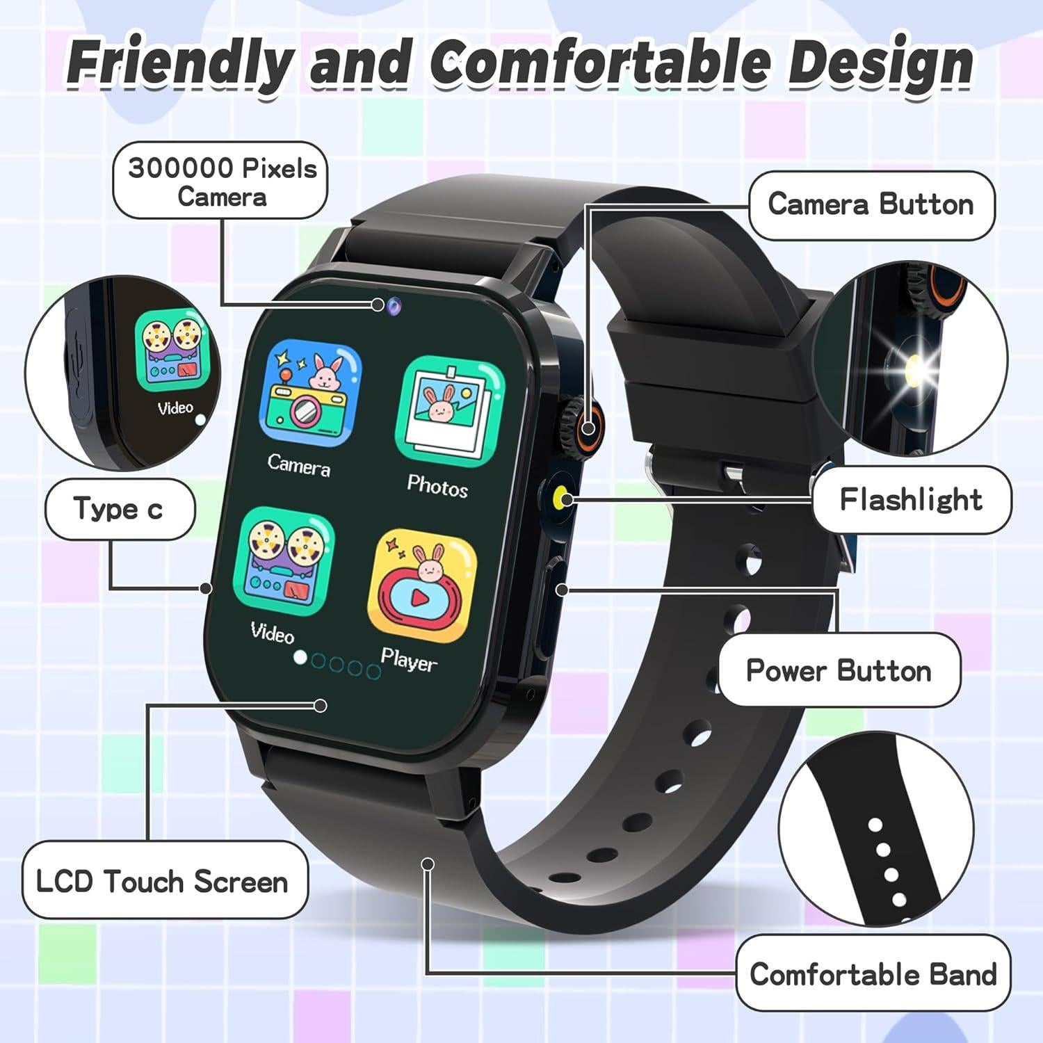 Reloj Inteligente para Niños Phyulls D12 con 32 Juegos y Cámara HD