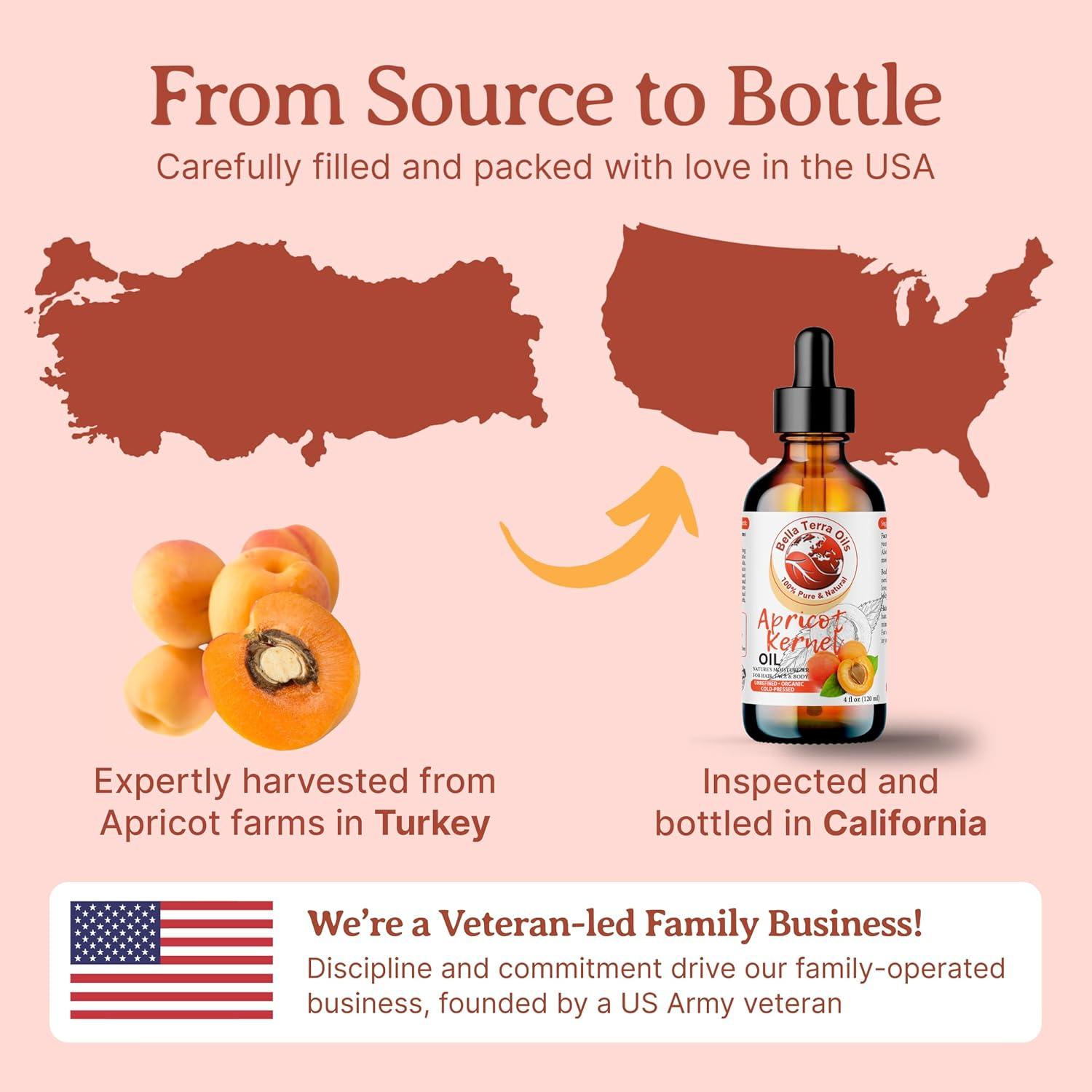 Aceite de Semilla de Albaricoque Orgánico Bella Terra 56.7 ml - Prensado en Frío