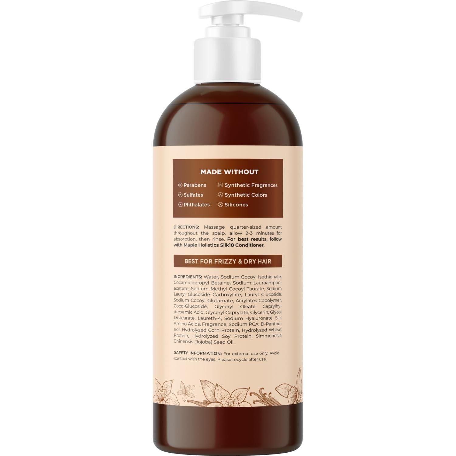 Champú Hidratante Maple Holistics 473ml Sin Sulfatos Vainilla