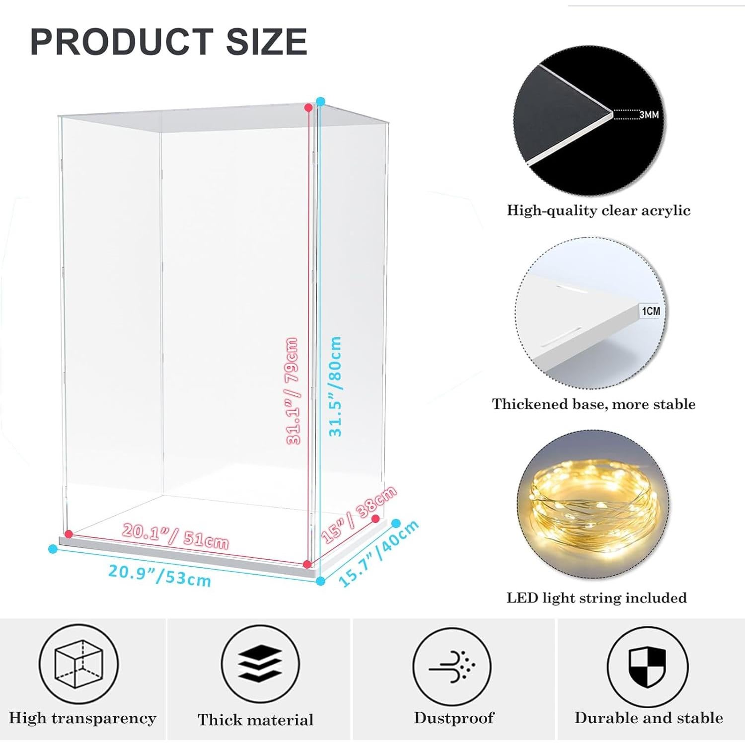 Caja de Exhibición Acrílica Nynelly 51x38x79 cm para Coleccionables