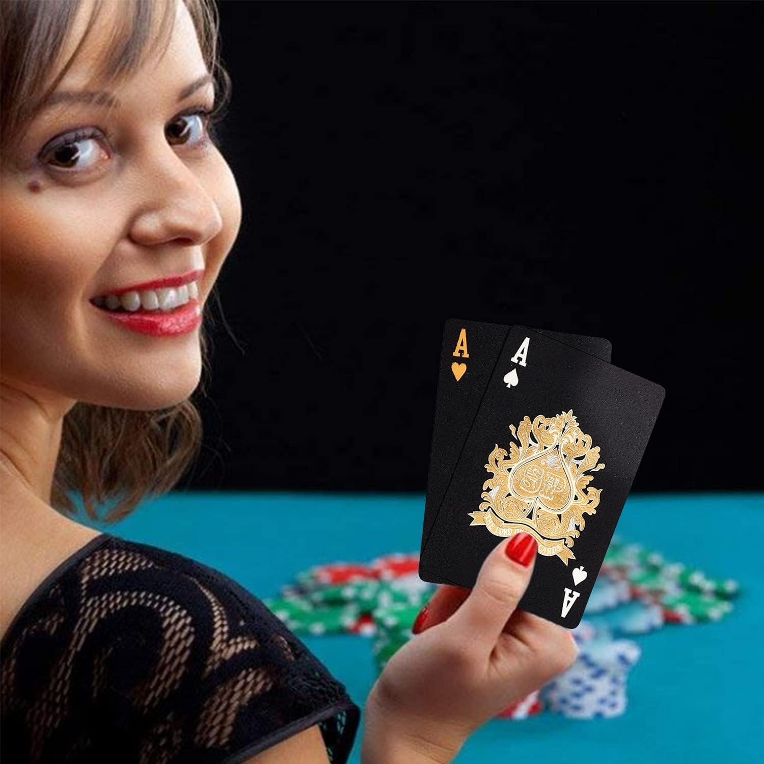 Tarjetas de Póker Impermeables EAY Negras con Diamantes