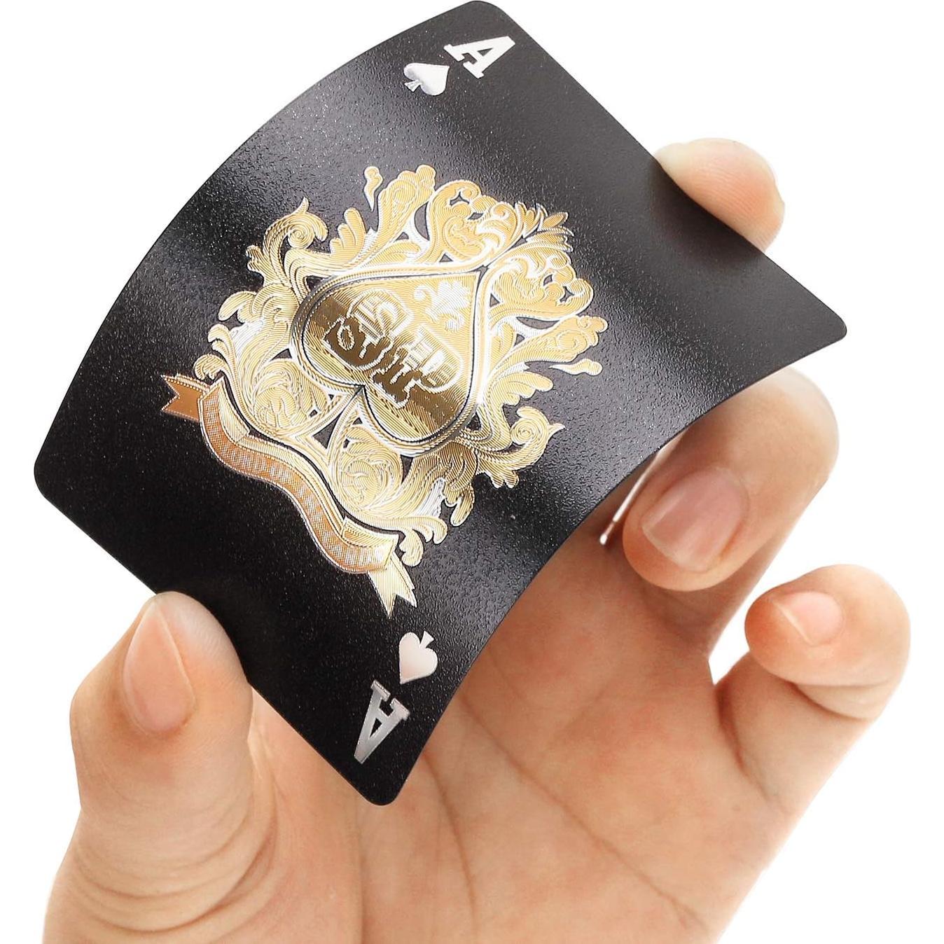 Tarjetas de Póker Impermeables EAY Negras con Diamantes