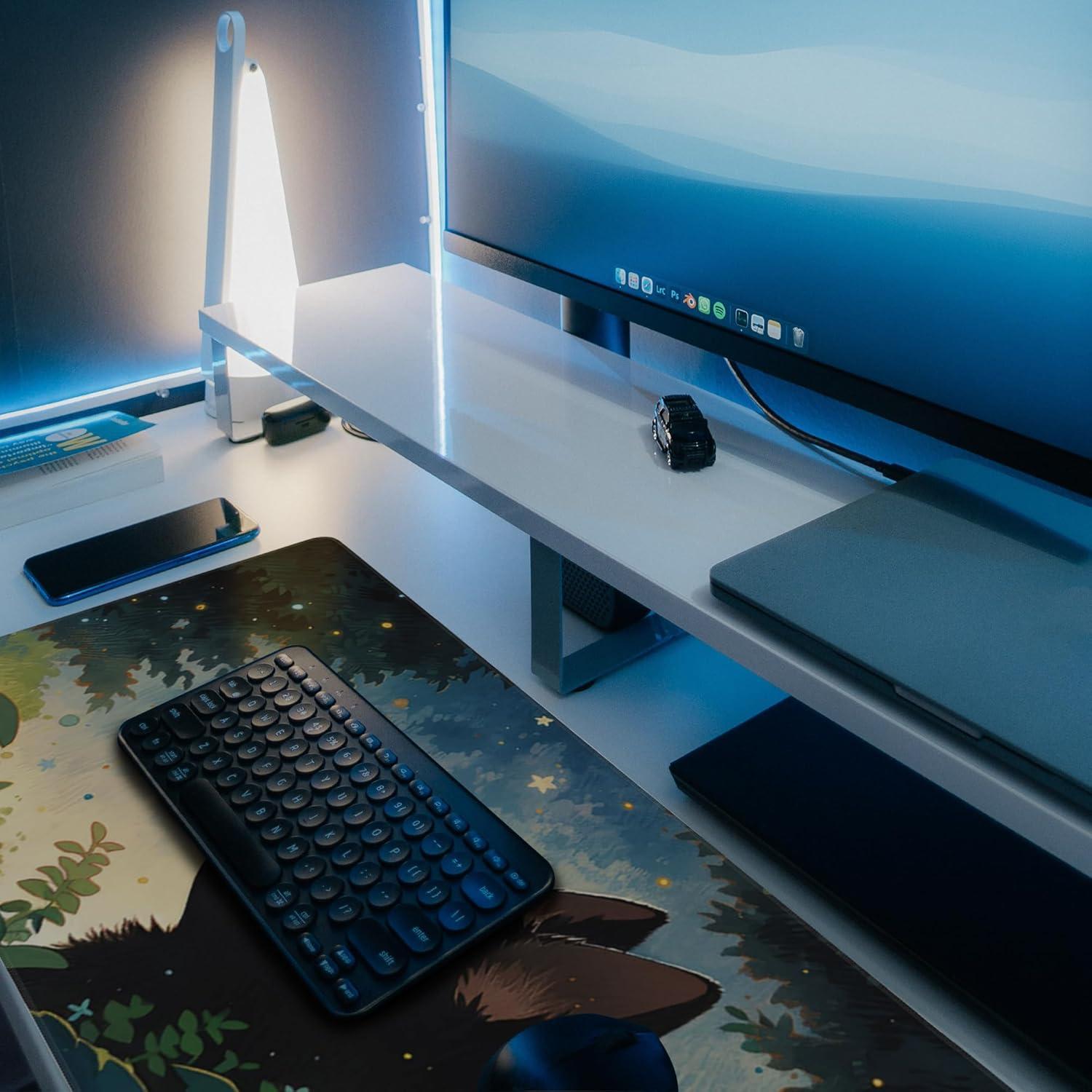 Alfombrilla de Escritorio KOAIWPAE Gato Negro 80x30 cm Antideslizante