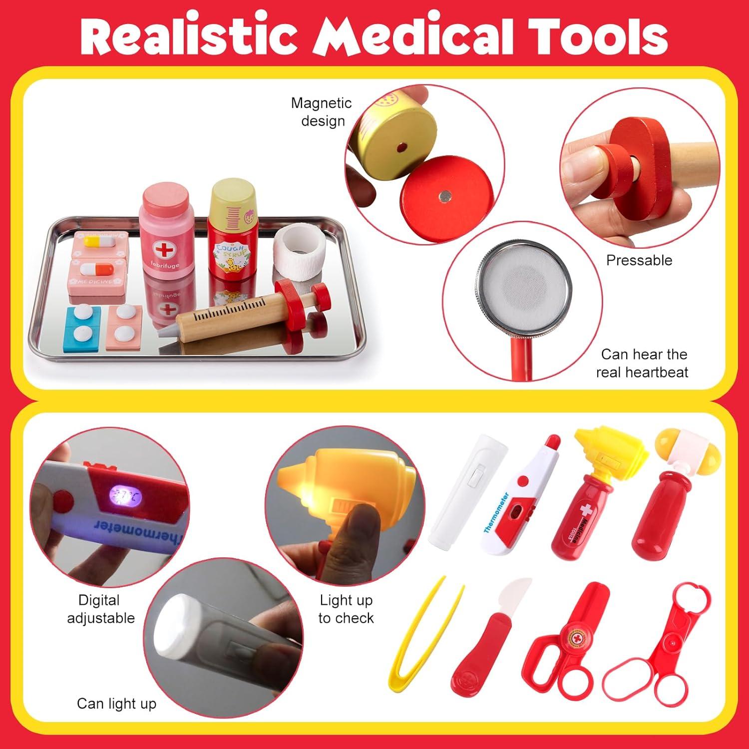 Kit de Doctor para Niños 36 Piezas con Estetoscopio Real