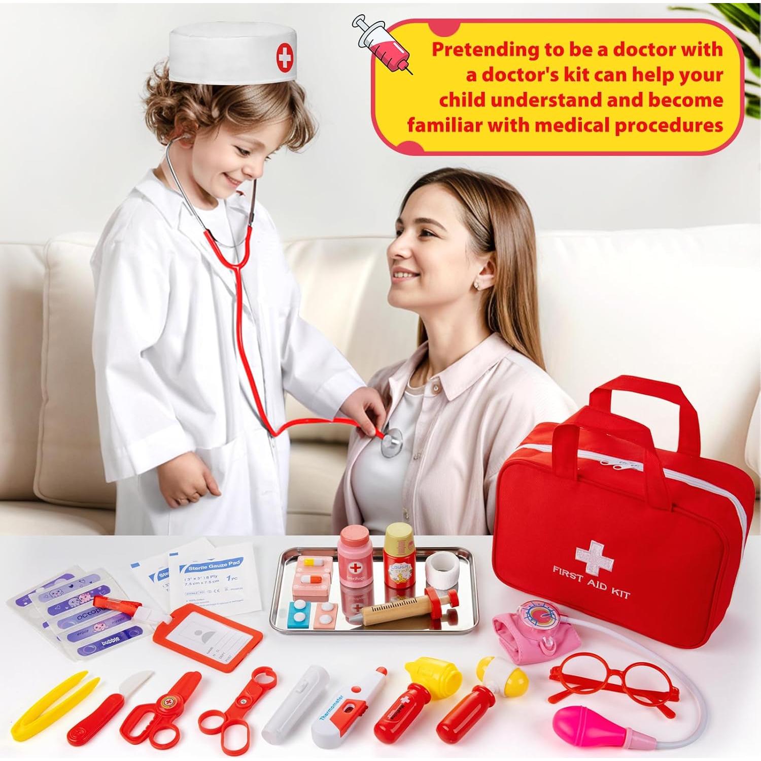 Kit de Doctor para Niños 36 Piezas con Estetoscopio Real