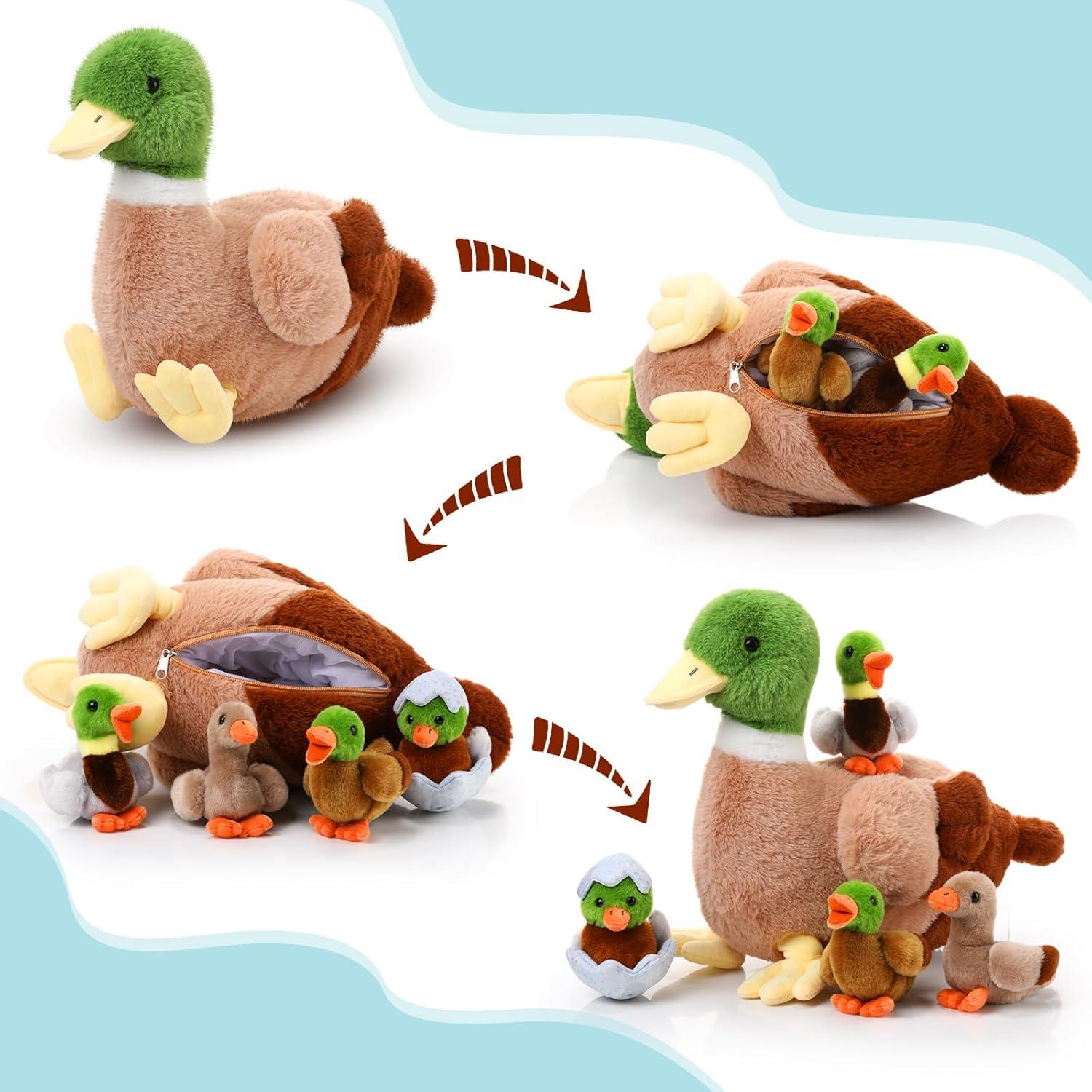 Conjunto de Peluches de Pato Silvestre Zomiboo 5 Pcs - 28 cm