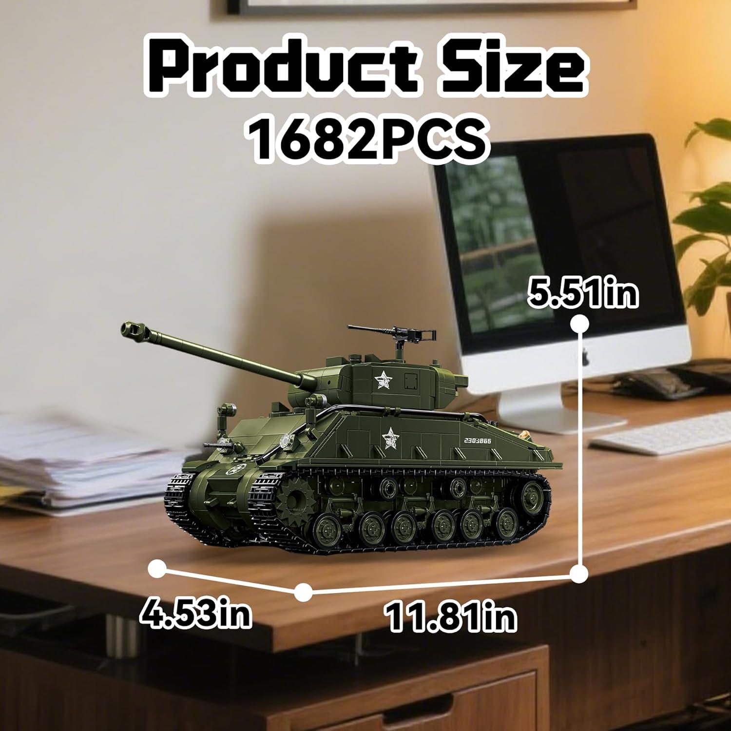 Conjunto de Construcción Tanque M4 Sherman Honchoes 1682 Piezas