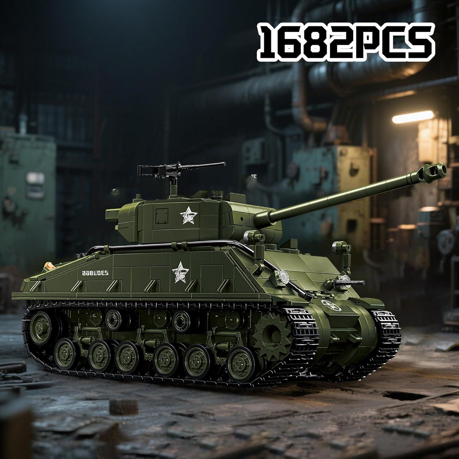 Conjunto de Construcción Tanque M4 Sherman Honchoes 1682 Piezas