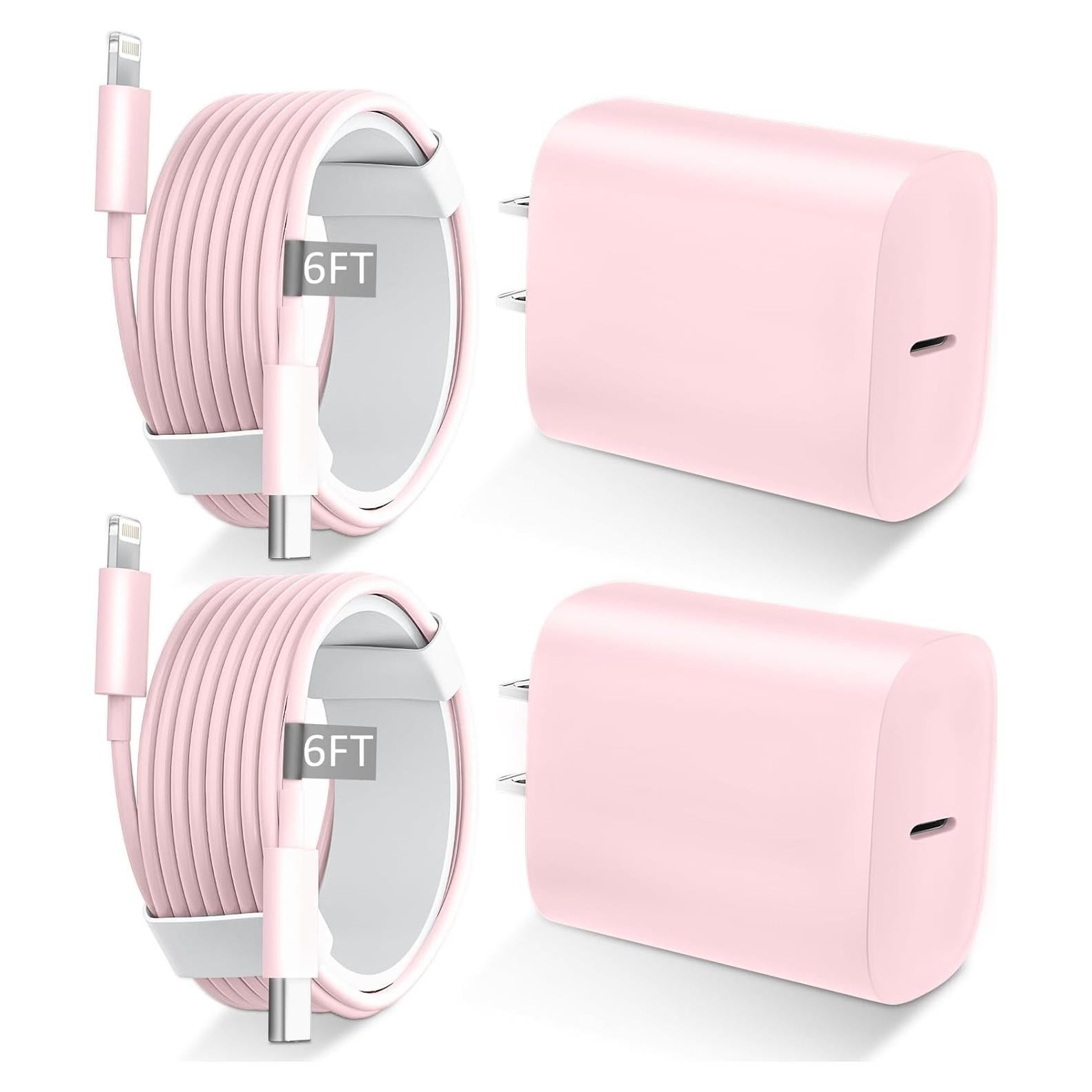 Cargador Rápido DiHines 20W USB C + Cable Lightning 1.83m Rosa