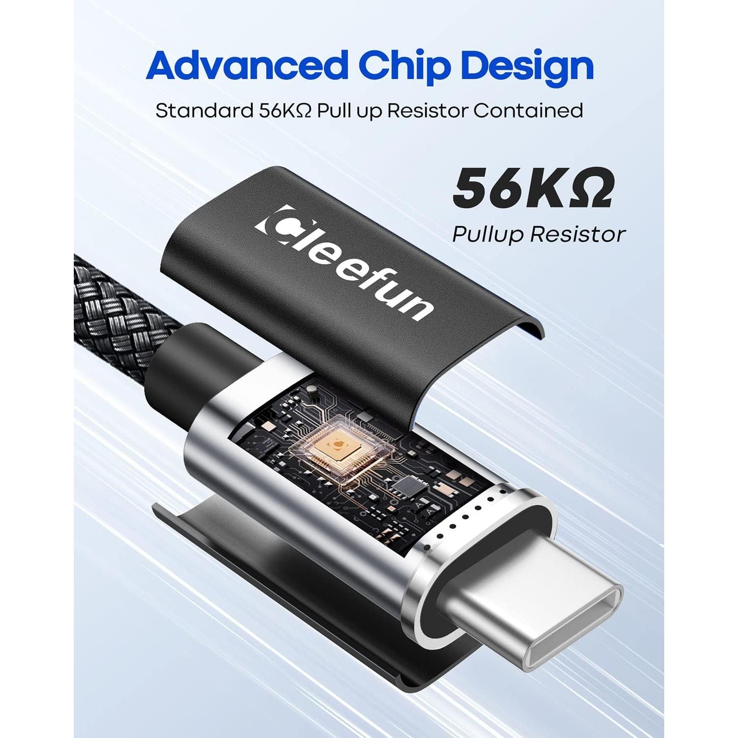 Cable USB A a C CLEEFUN 0.91m - Paquete de 5, Carga Rápida