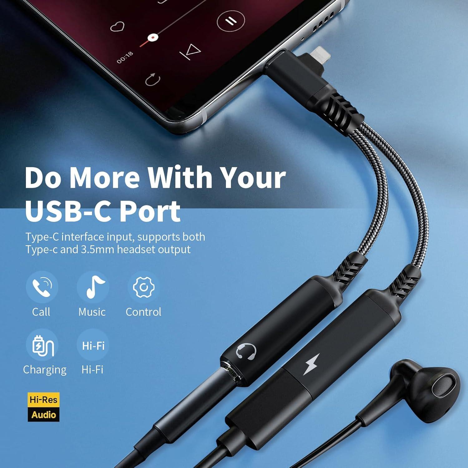 Adaptador de carga rápida 3.5mm USB C y Lightning - Caojunzhen