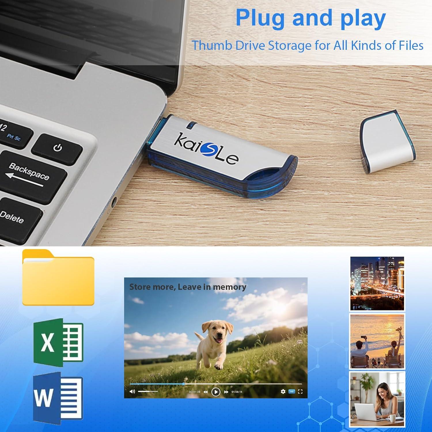 Unidad Flash USB 64GB KAISLE Portátil con Llavero Azul