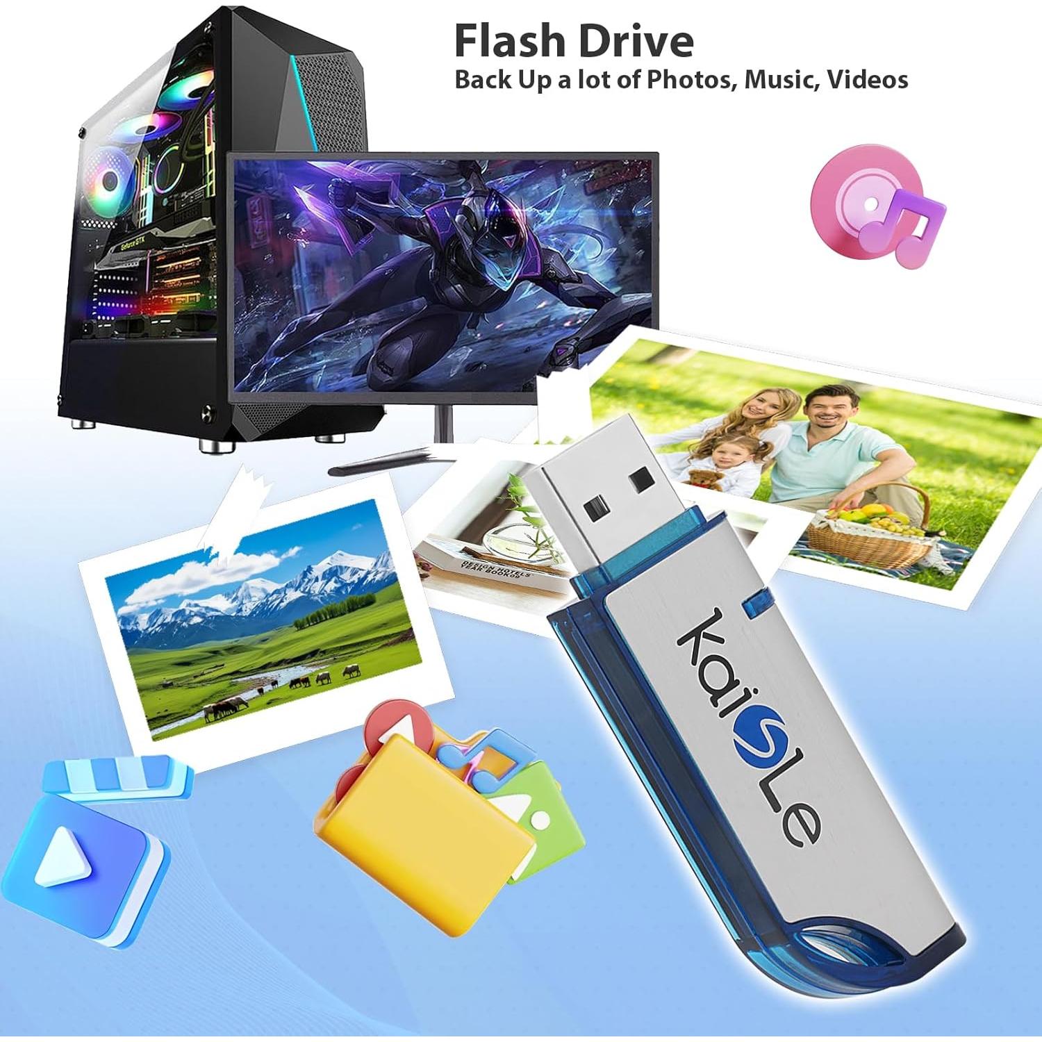 Unidad Flash USB 64GB KAISLE Portátil con Llavero Azul