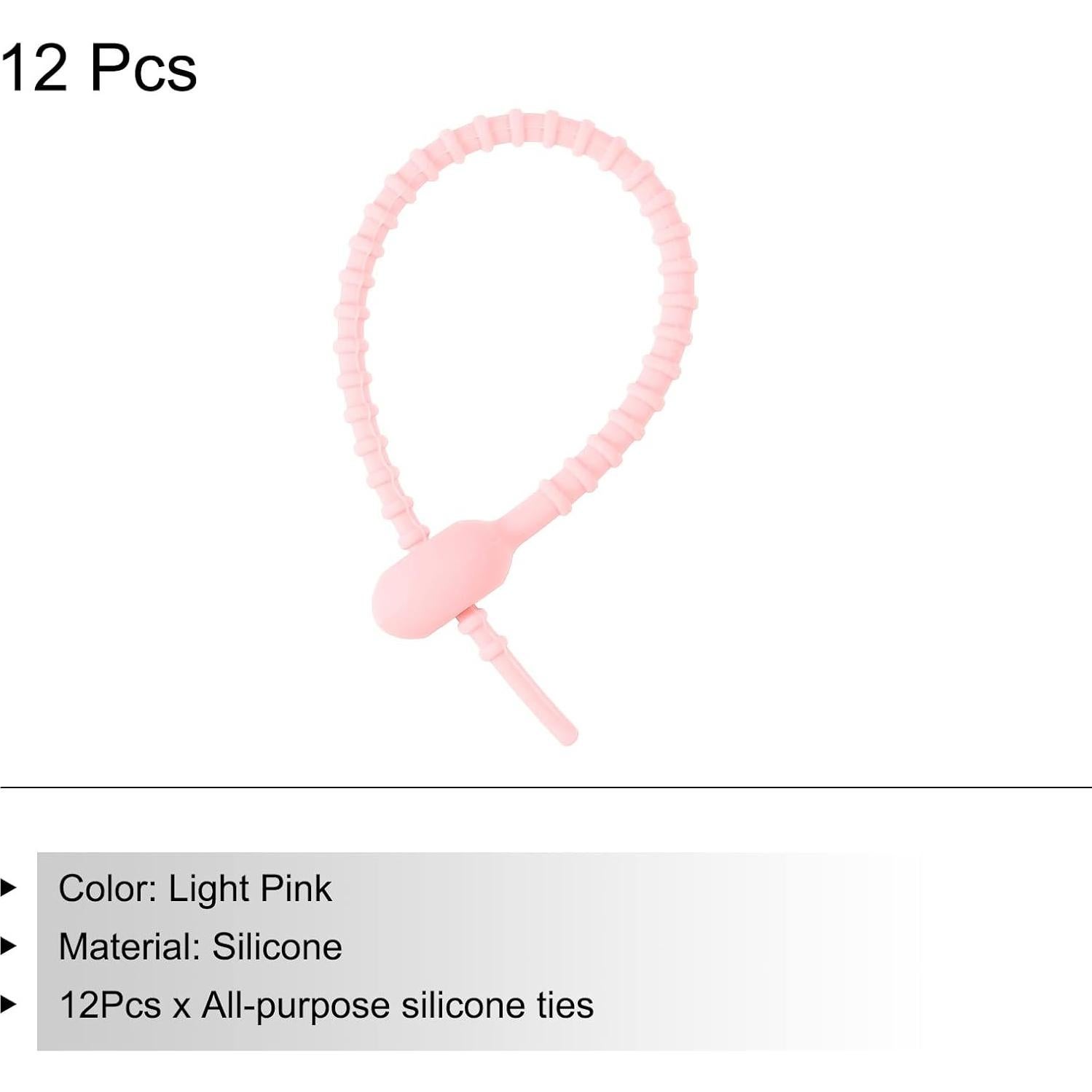 Sujetacables de Silicona MECCANIXITY 12 Pcs 15 cm Rosa Claro