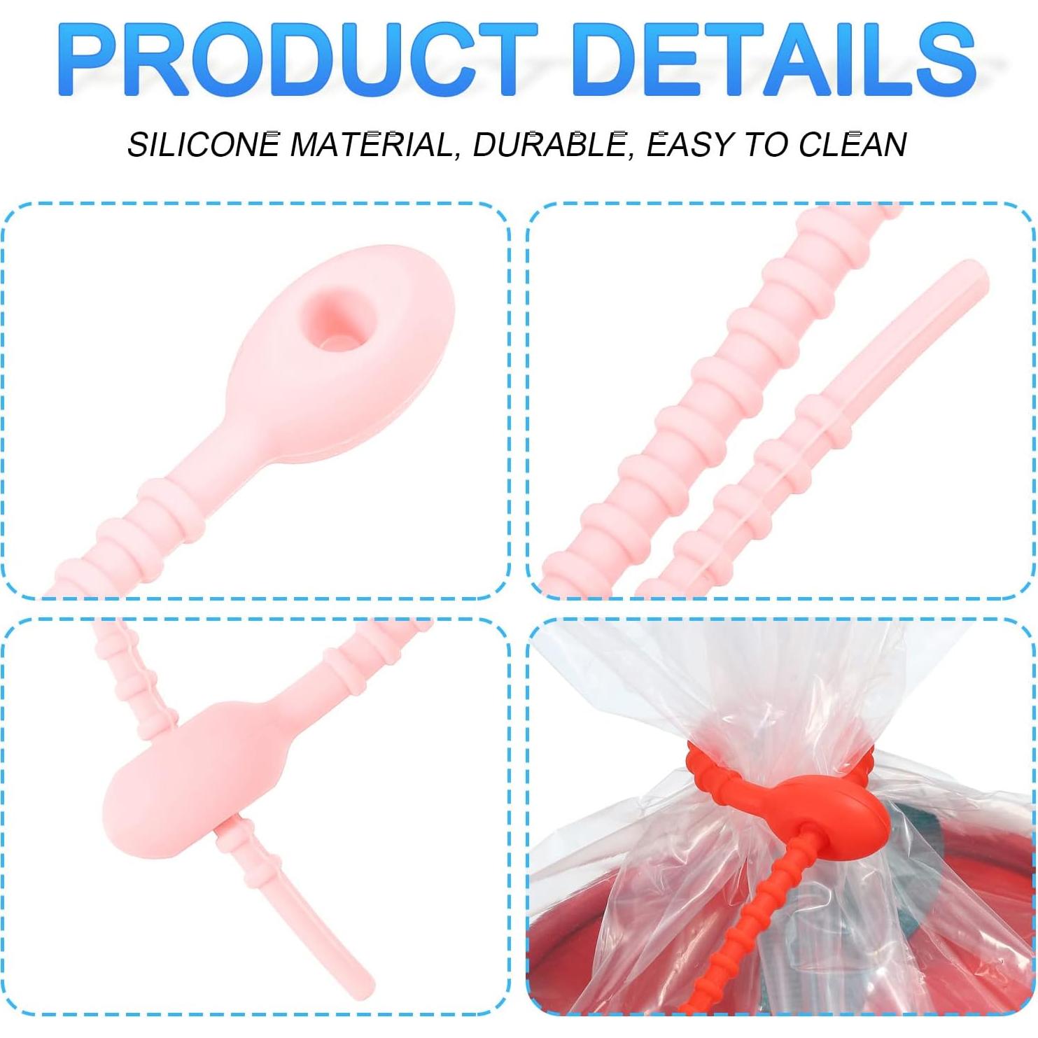 Sujetacables de Silicona MECCANIXITY 12 Pcs 15 cm Rosa Claro