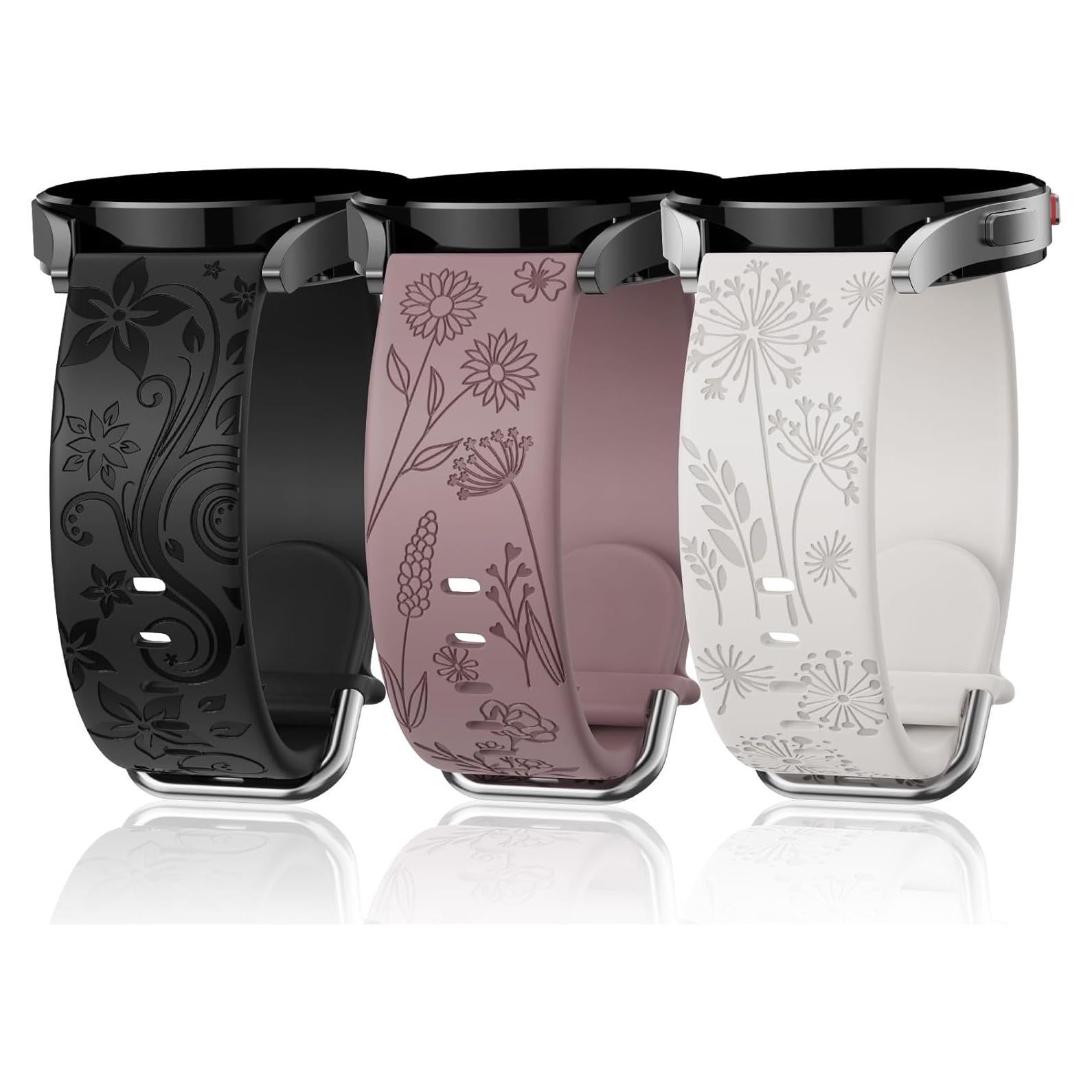 Banda de Silicona Grabada con Flores para Samsung Galaxy Watch 20mm