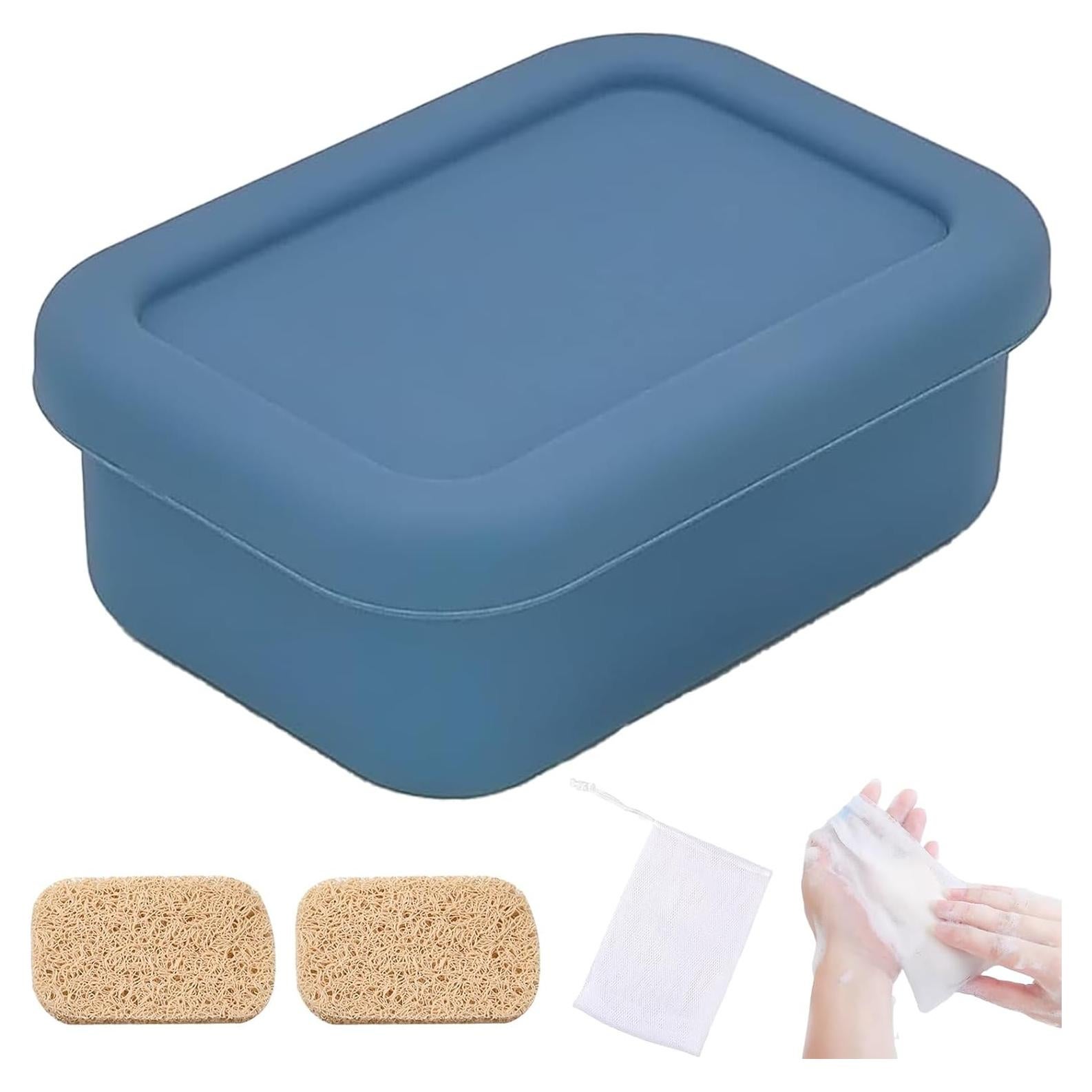 Estuche de Jabón de Silicona CIKE a Prueba de Fugas Azul