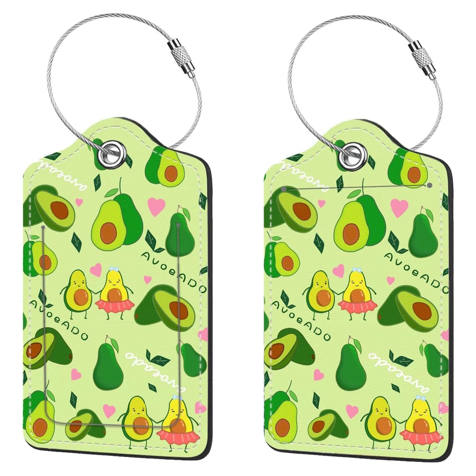 Etiquetas de Equipaje Anikathy Aguacate - 2 Pcs Cuero PU
