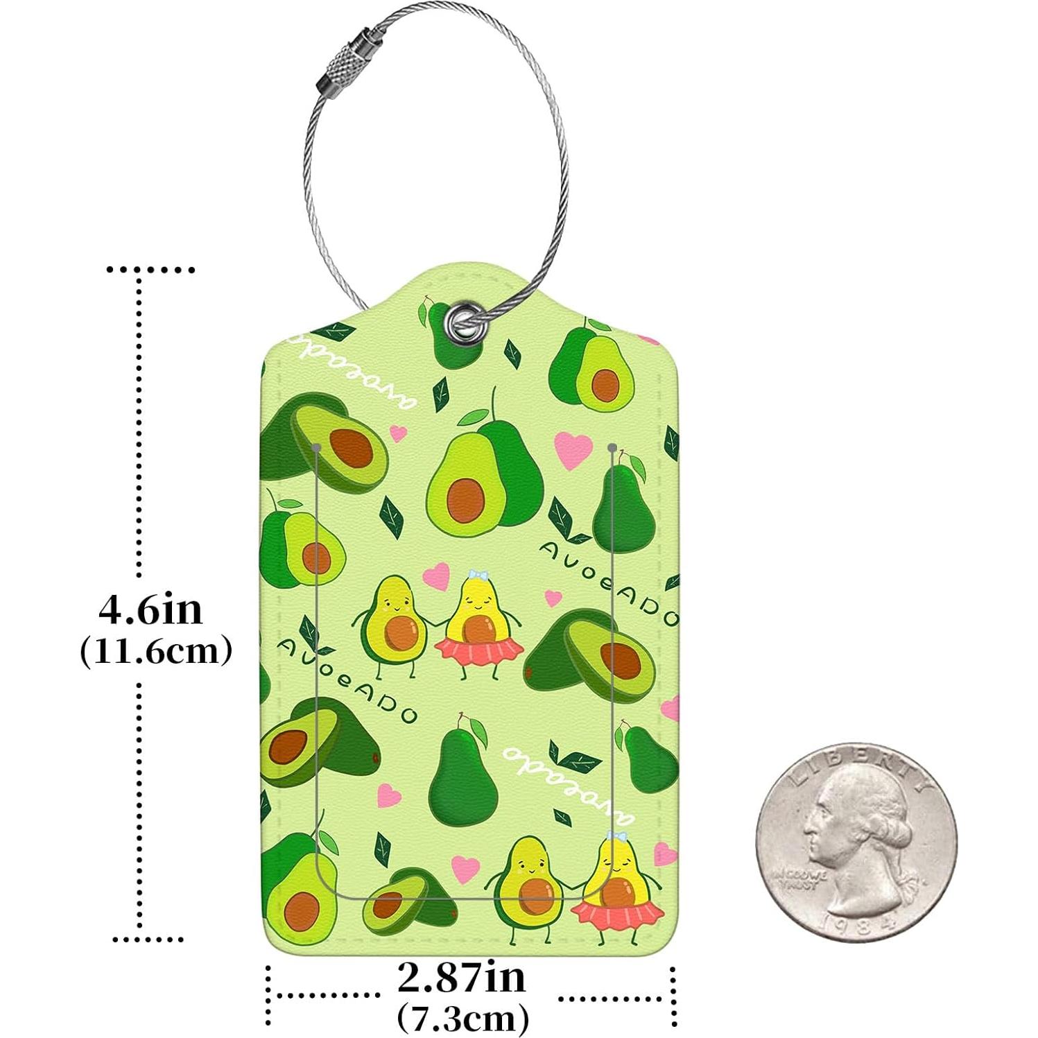 Etiquetas de Equipaje Anikathy Aguacate - 2 Pcs Cuero PU