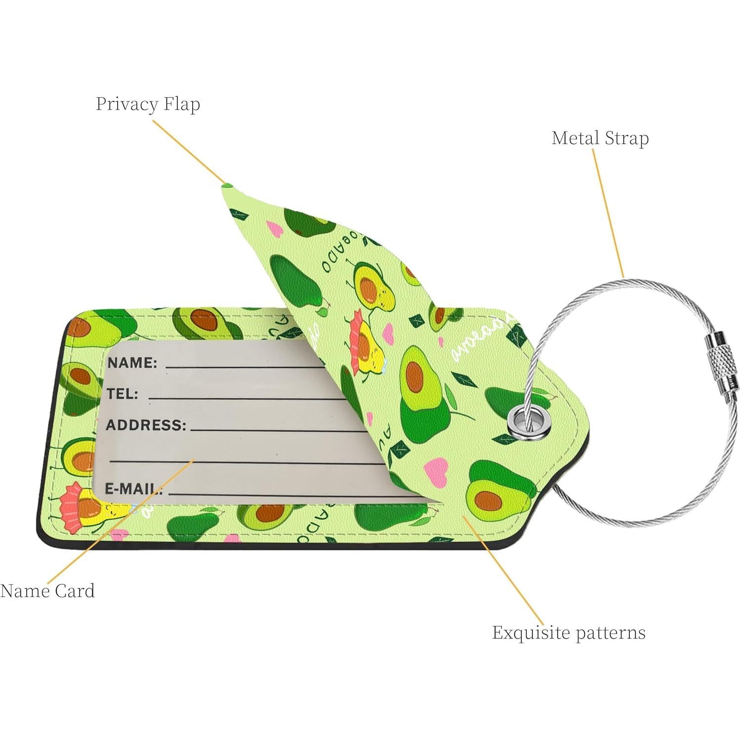 Etiquetas de Equipaje Anikathy Aguacate - 2 Pcs Cuero PU