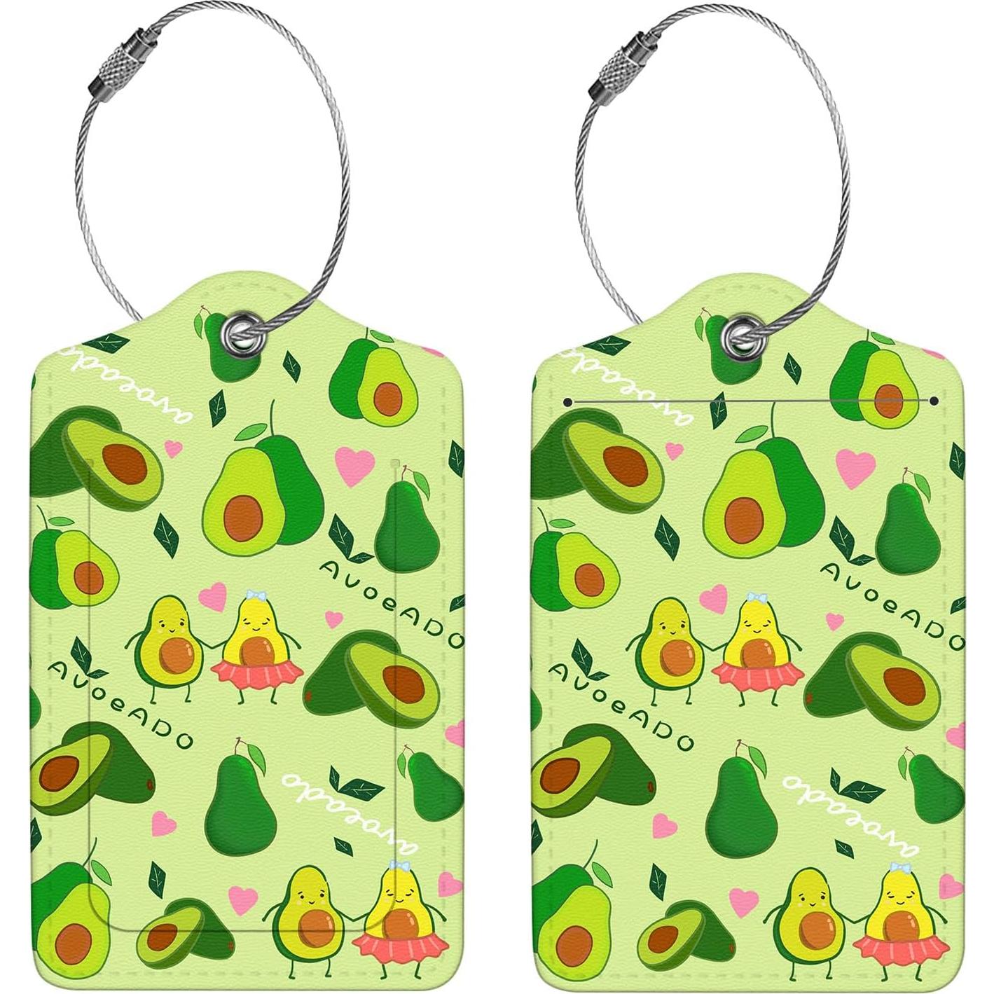 Etiquetas de Equipaje Anikathy Aguacate - 2 Pcs Cuero PU