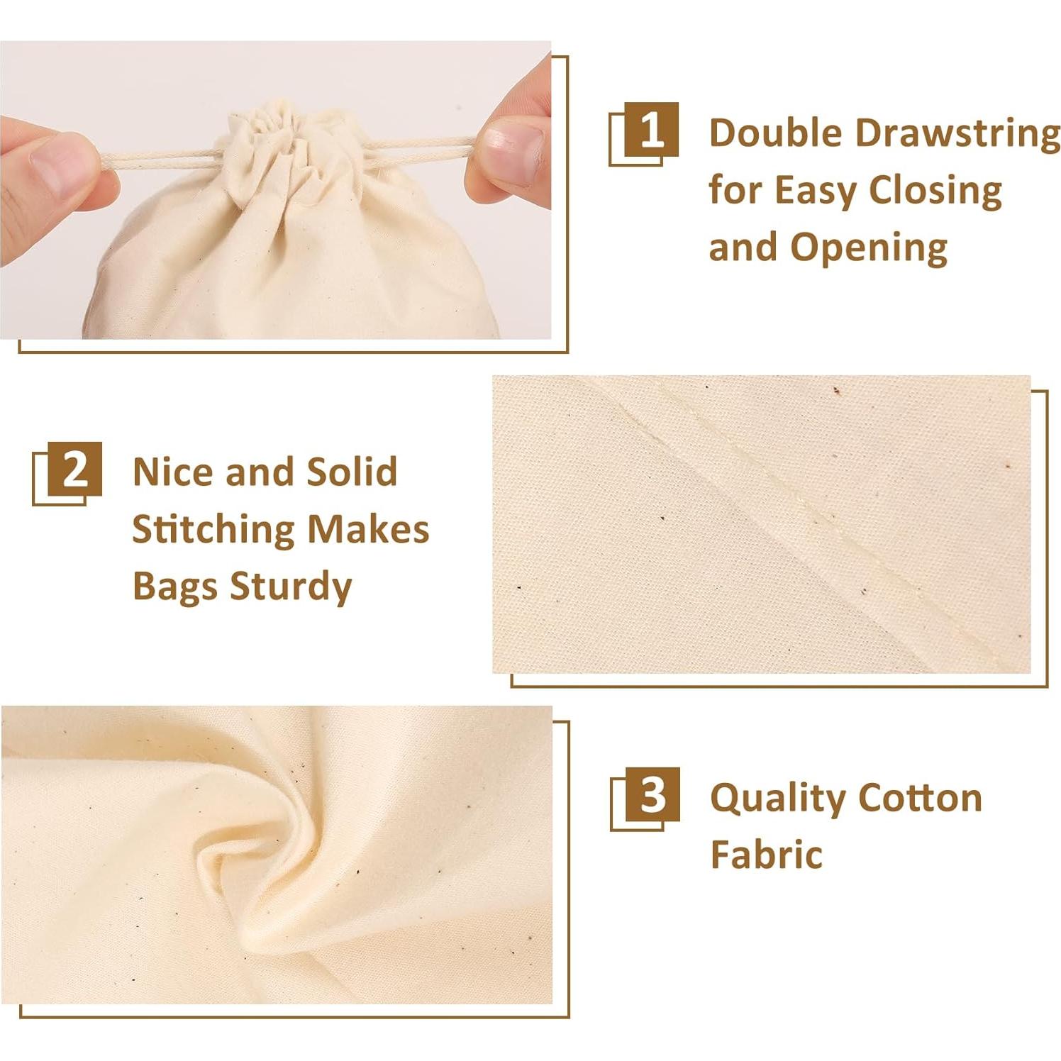 20 Bolsas de Algodón Reutilizables Hopttreely 20x25cm