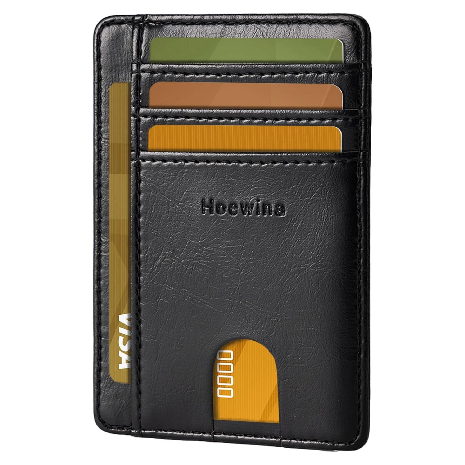 Billetera Slim Hoewina para Hombres con Bloqueo RFID - Negro