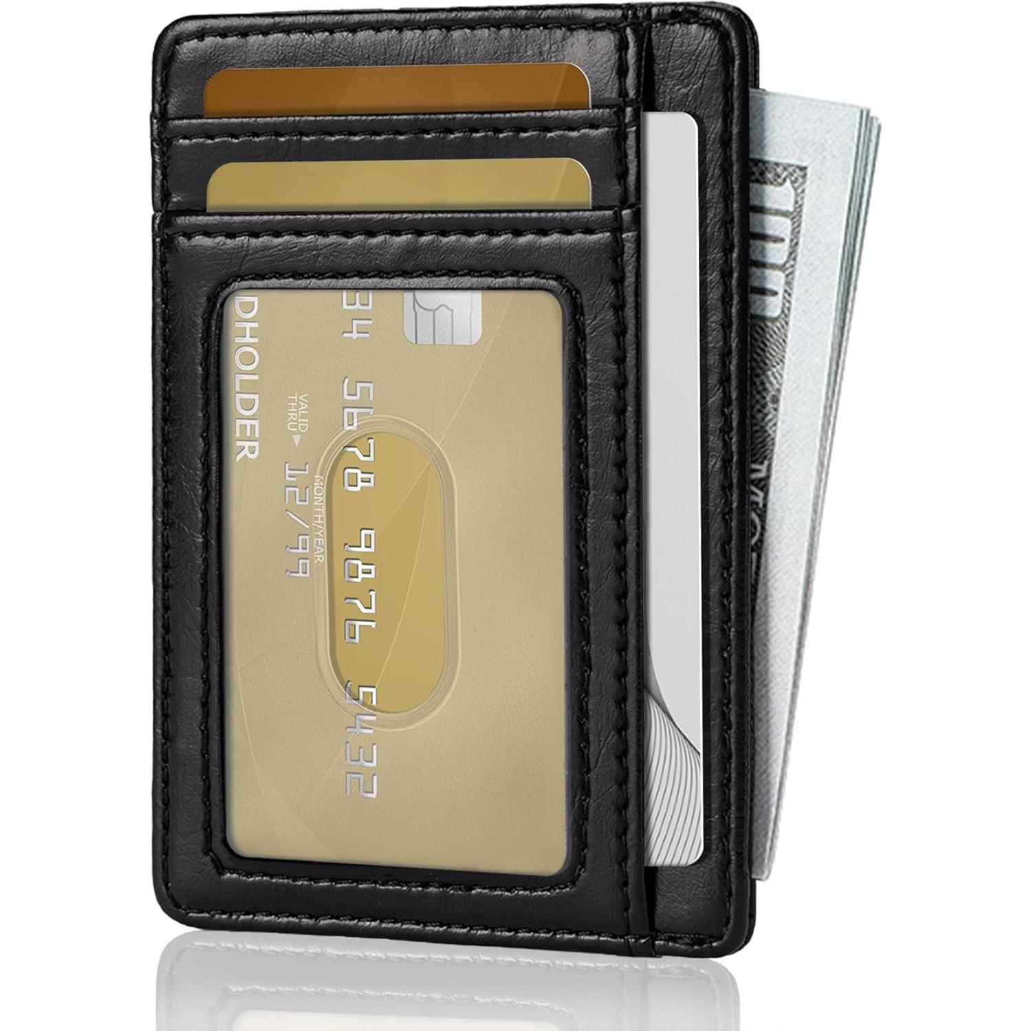 Billetera Slim Hoewina para Hombres con Bloqueo RFID - Negro