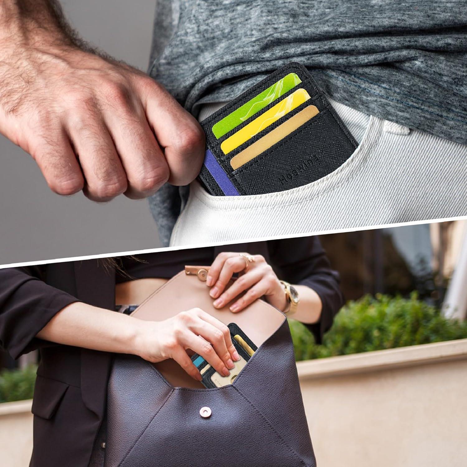 Billetera Slim Hoewina para Hombres con Bloqueo RFID - Negro