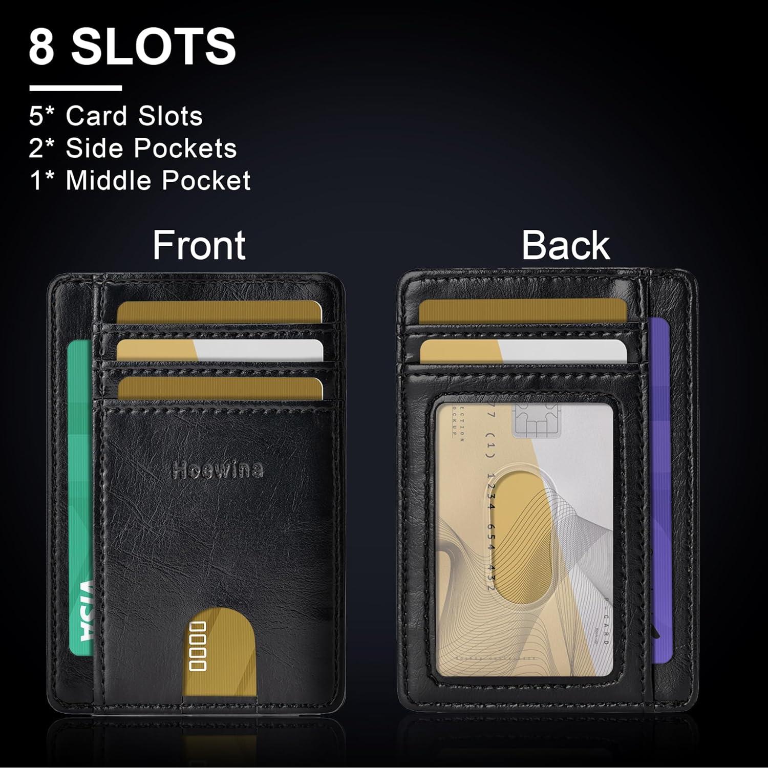 Billetera Slim Hoewina para Hombres con Bloqueo RFID - Negro