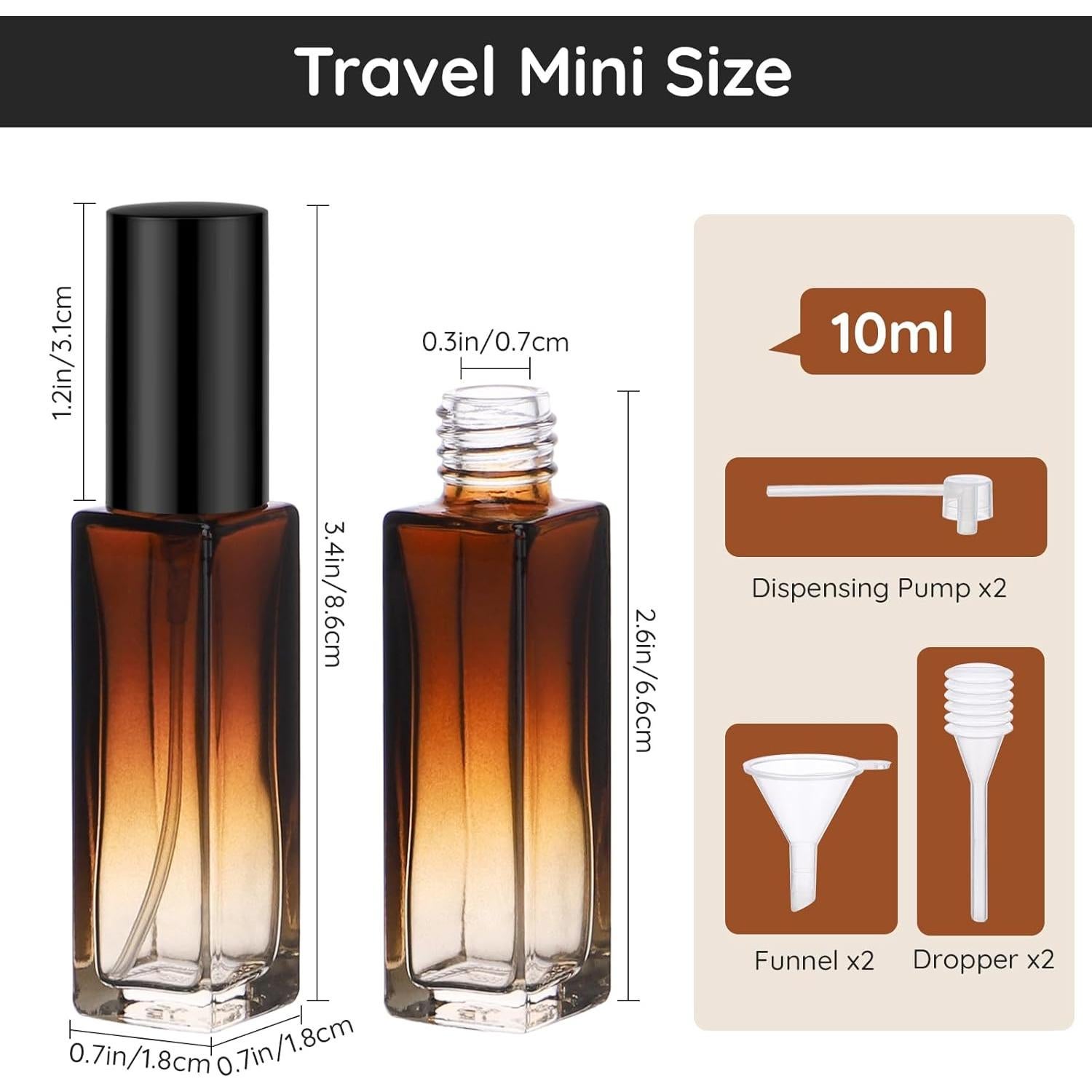 Segbeauty 10ML Mini Atomizador de Vidrio Ámbar - 10 Piezas