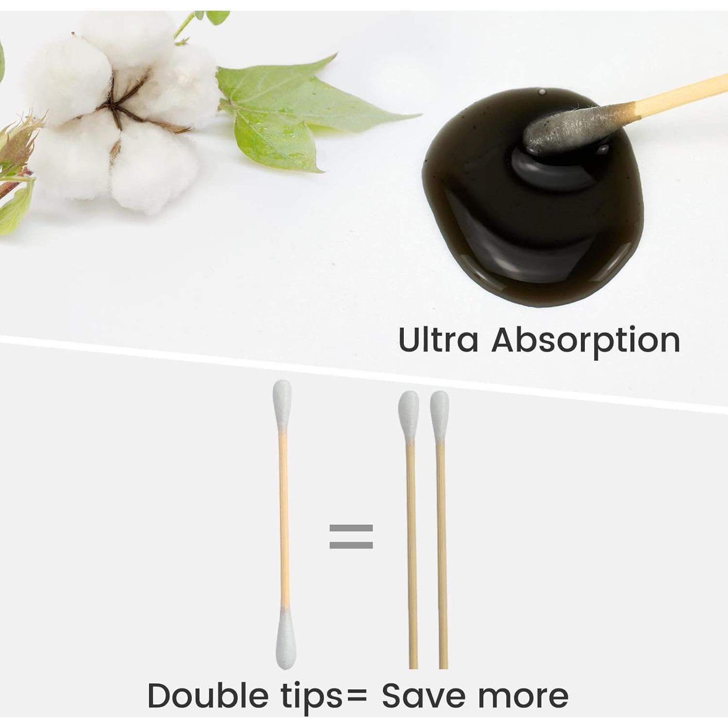 Hisopos de Algodón de Bambú Bcowos 800 Unidades 7.62 cm