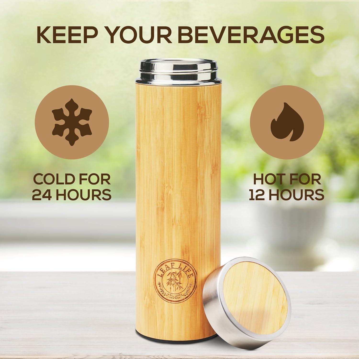 Botella Infusora de Té de Bambú LeafLife 12oz Aislada
