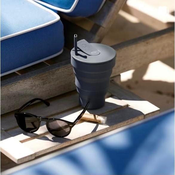 Taza Plegable HuNu 355ml Verde Salvia - Silicona Reutilizable