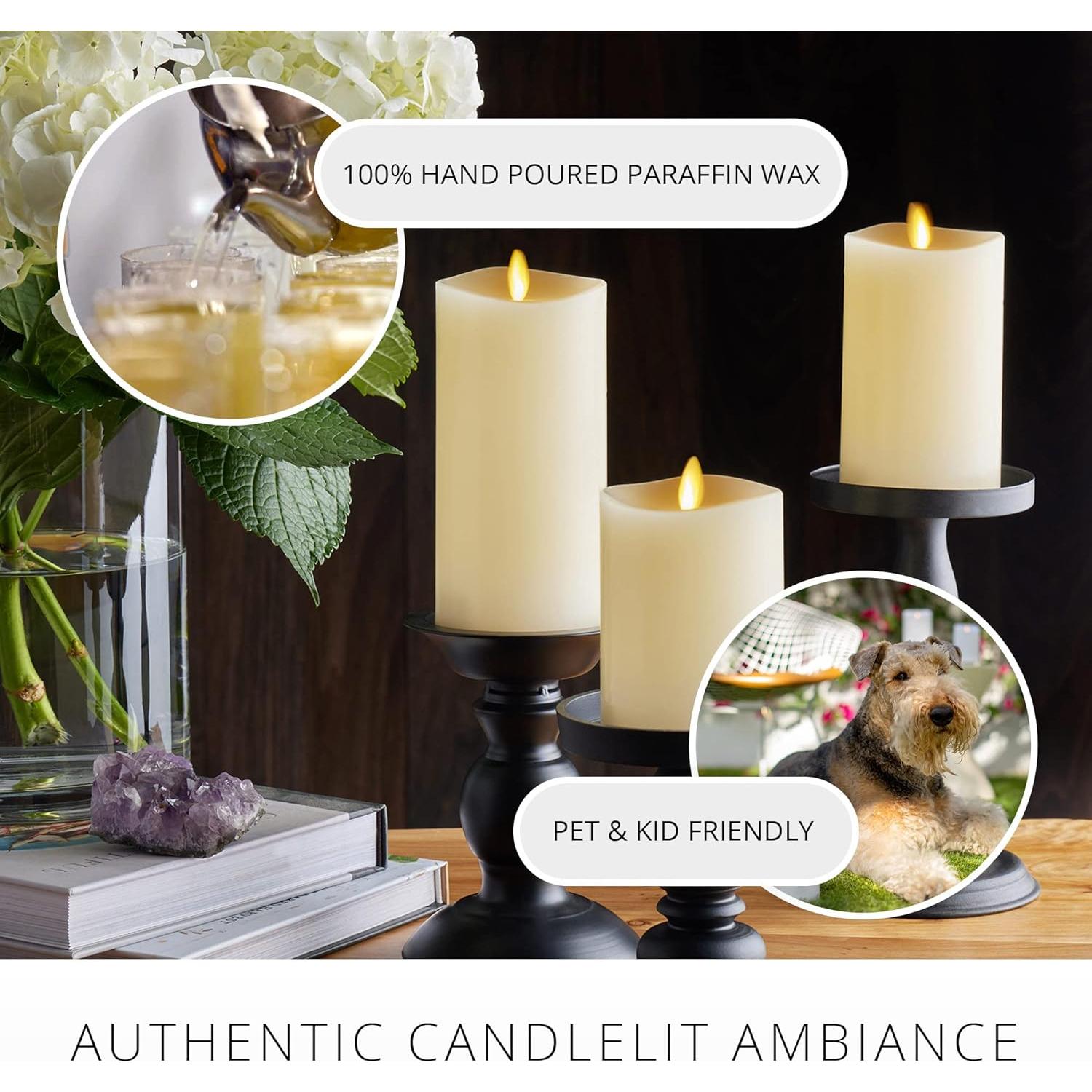 Luminara Vela LED Sin Llama Marfil Juego de 3 con Control Remoto