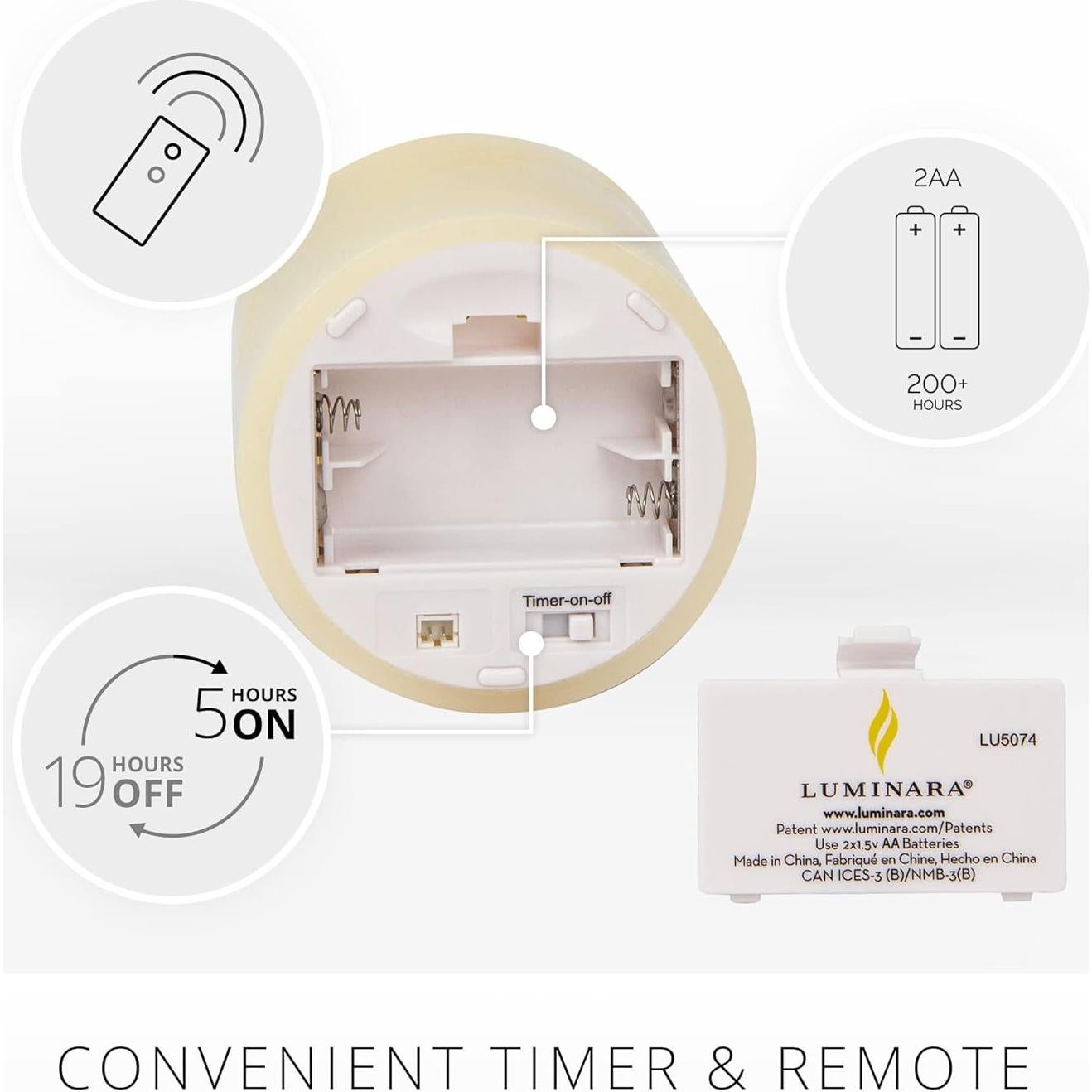 Luminara Vela LED Sin Llama Marfil Juego de 3 con Control Remoto