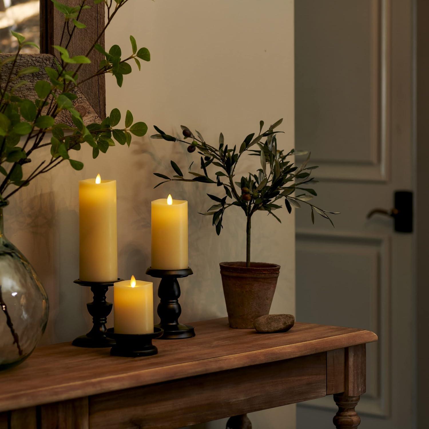 Luminara Vela LED Sin Llama Marfil Juego de 3 con Control Remoto