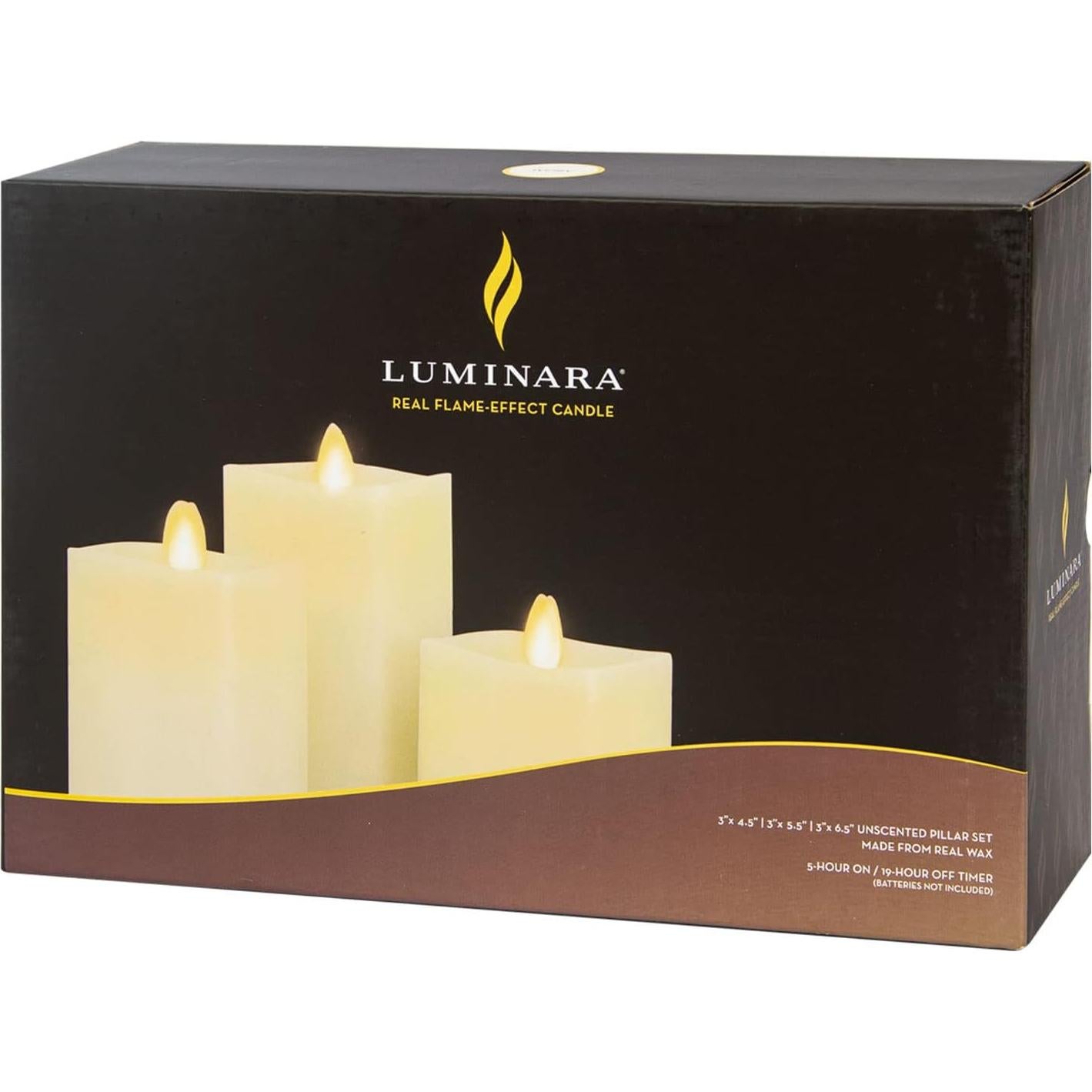 Luminara Vela LED Sin Llama Marfil Juego de 3 con Control Remoto